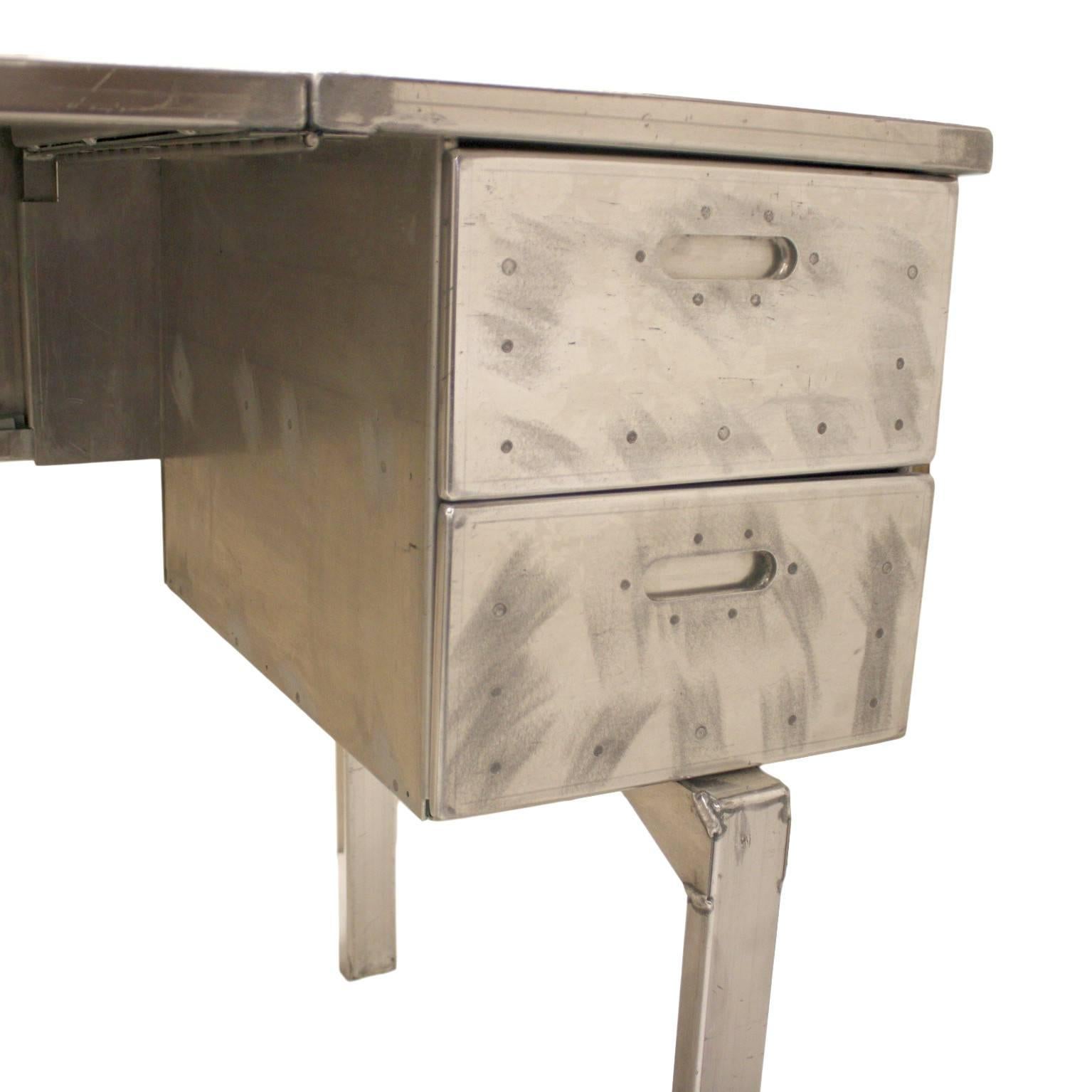 American Vintage Industrial Mid-Century Modern Aluminum Folding Desk