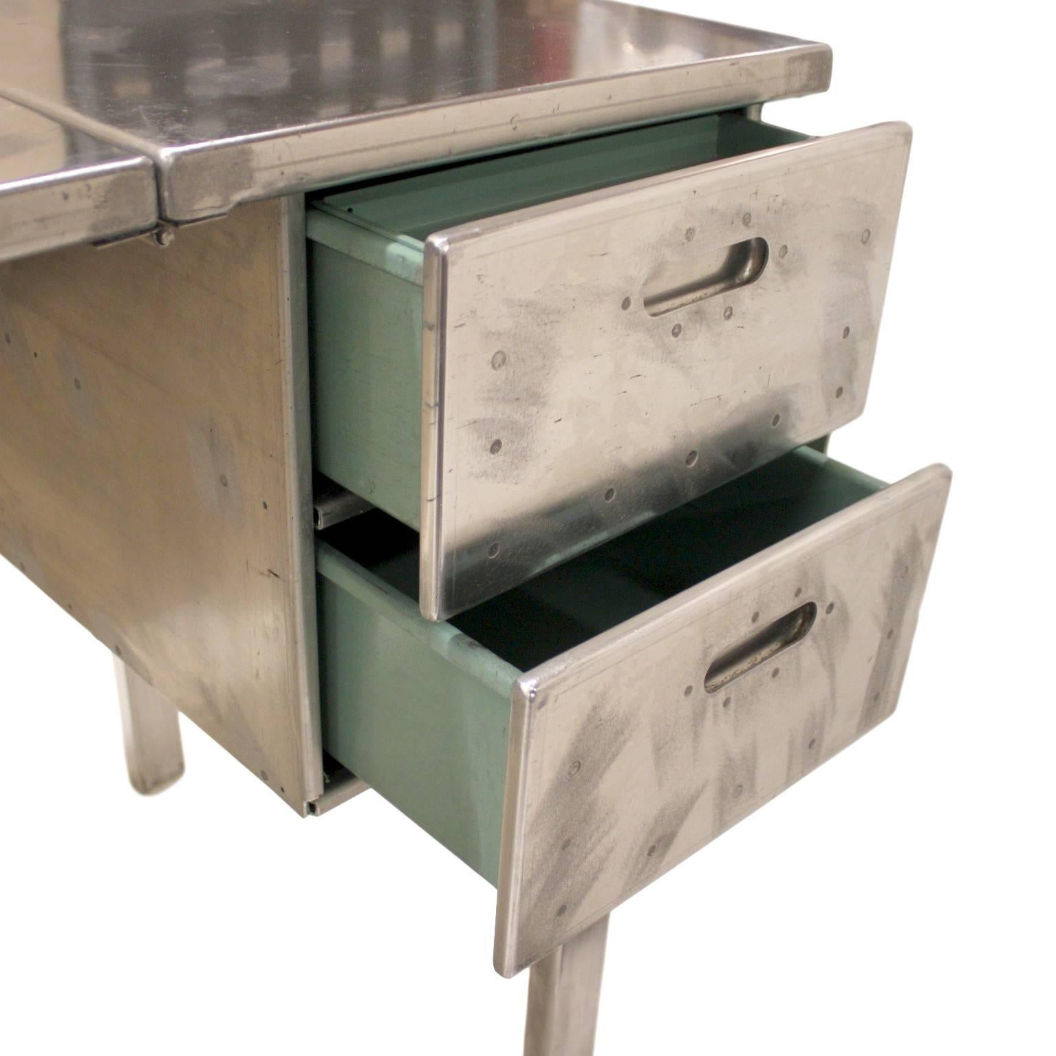 Welded Vintage Industrial Mid-Century Modern Aluminum Folding Desk