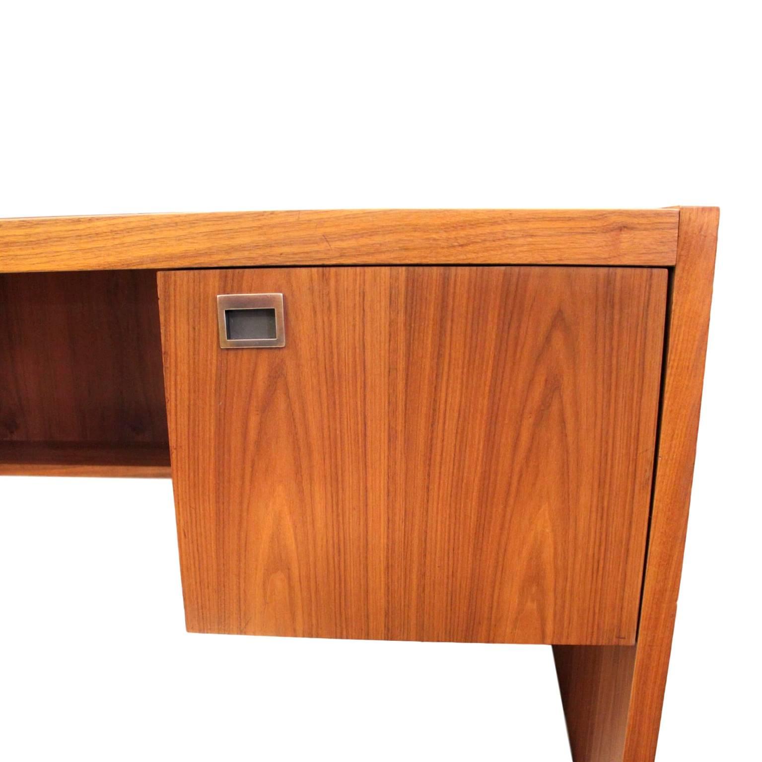 Late 20th Century 1970's Vintage Mid-Century Modern Minimalist Walnut Executive Desk and Cabinet