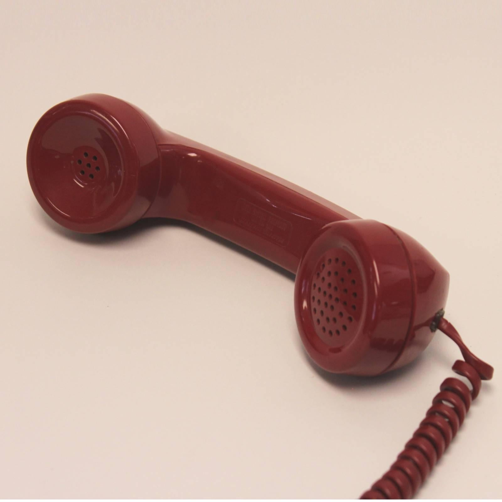 American Vintage Mid-Century Modern Red Western Electric Desktop Telephone, 1970s
