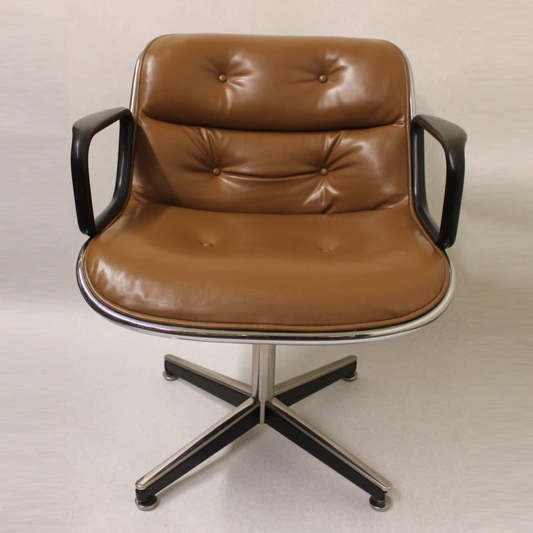 Mid-Century Modern Caramel Brown Executive Desk Chair by Charles Pollock Knoll at 1stdibs