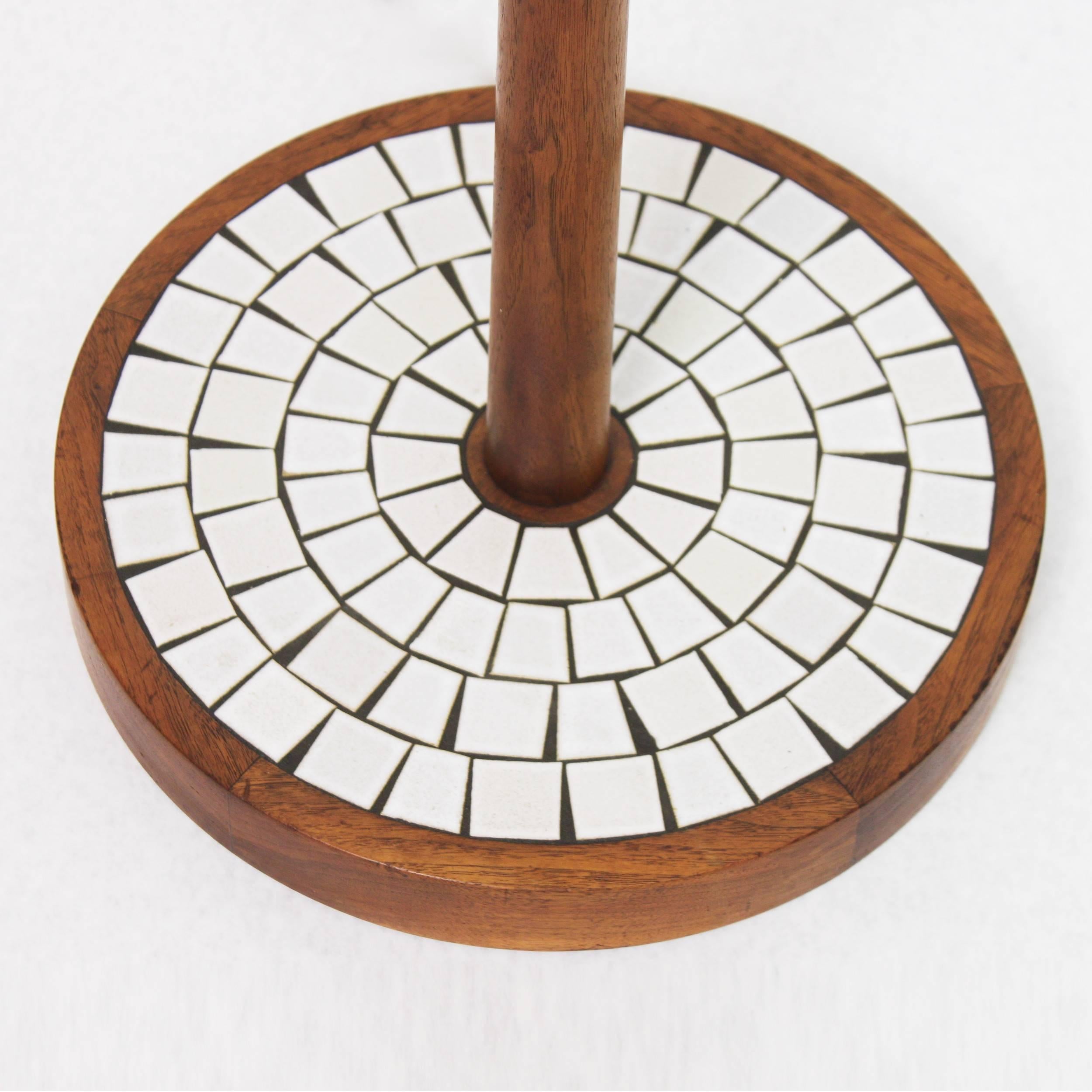 Inlay Vintage Mid-Century Modern Walnut & Ceramic Floor Lamp by Martz Marshall Studios
