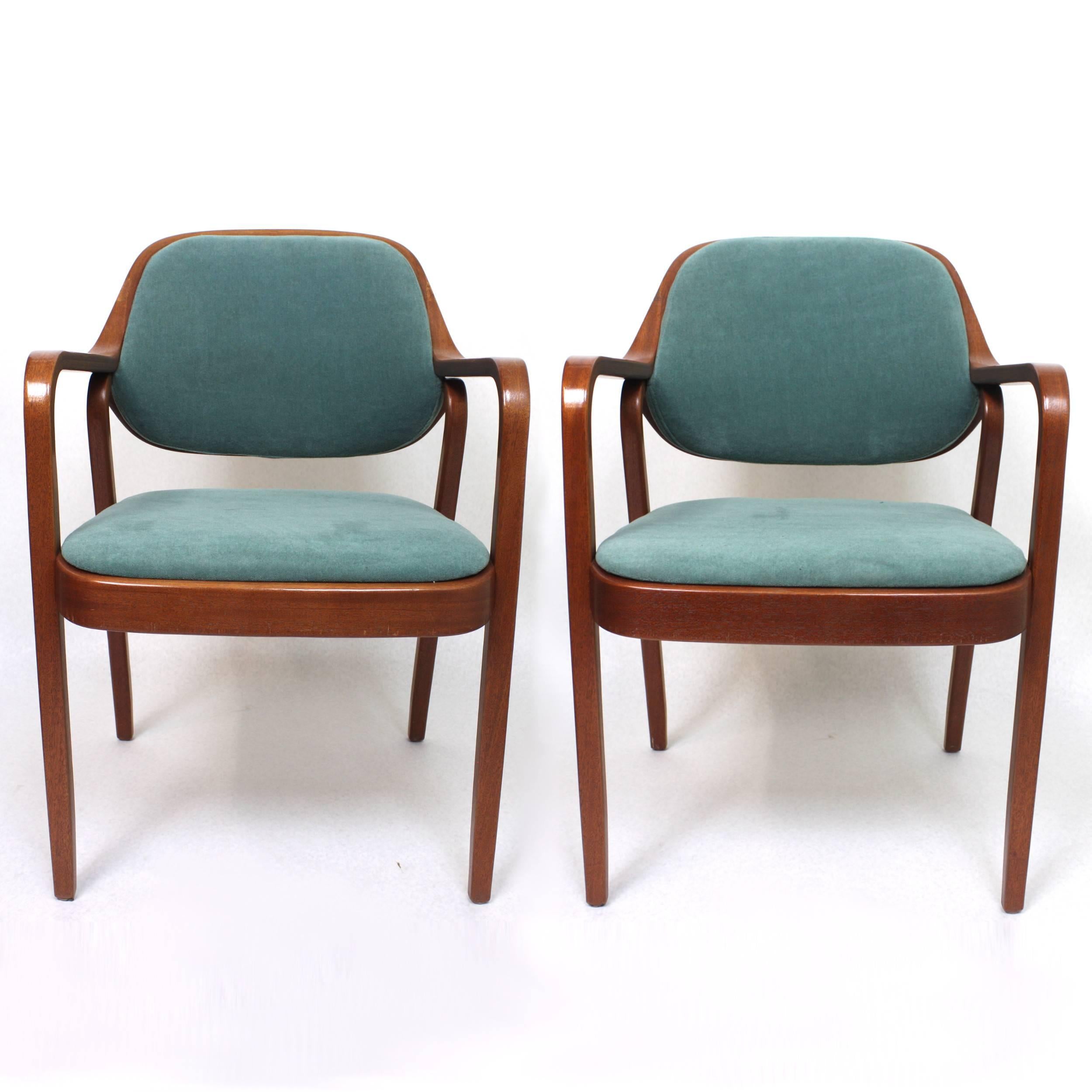 American Pair of Mid-Century Modern Bentwood Mahogany Side Chairs by Don Pettit for Knoll