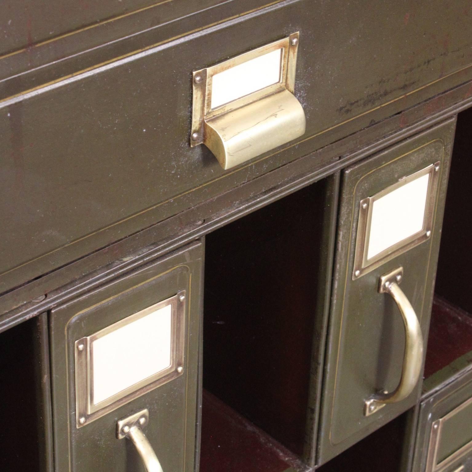 ReImagined 1920s Industrial Steel Courthouse File Wall Unit at