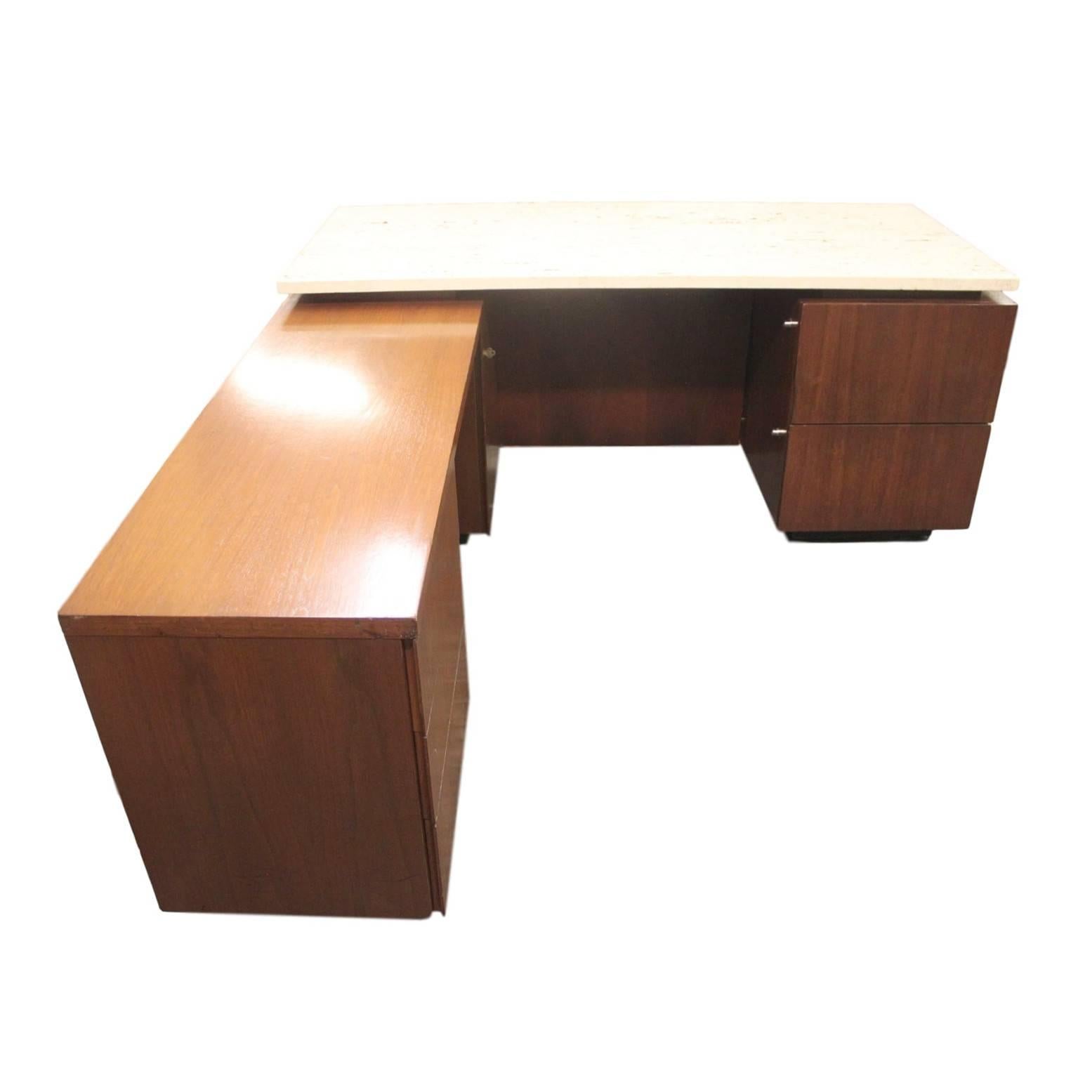 Mid-Century Modern Terrazzo Top Executive Desk from Playboy Offices in Chicago In Good Condition In Lafayette, IN
