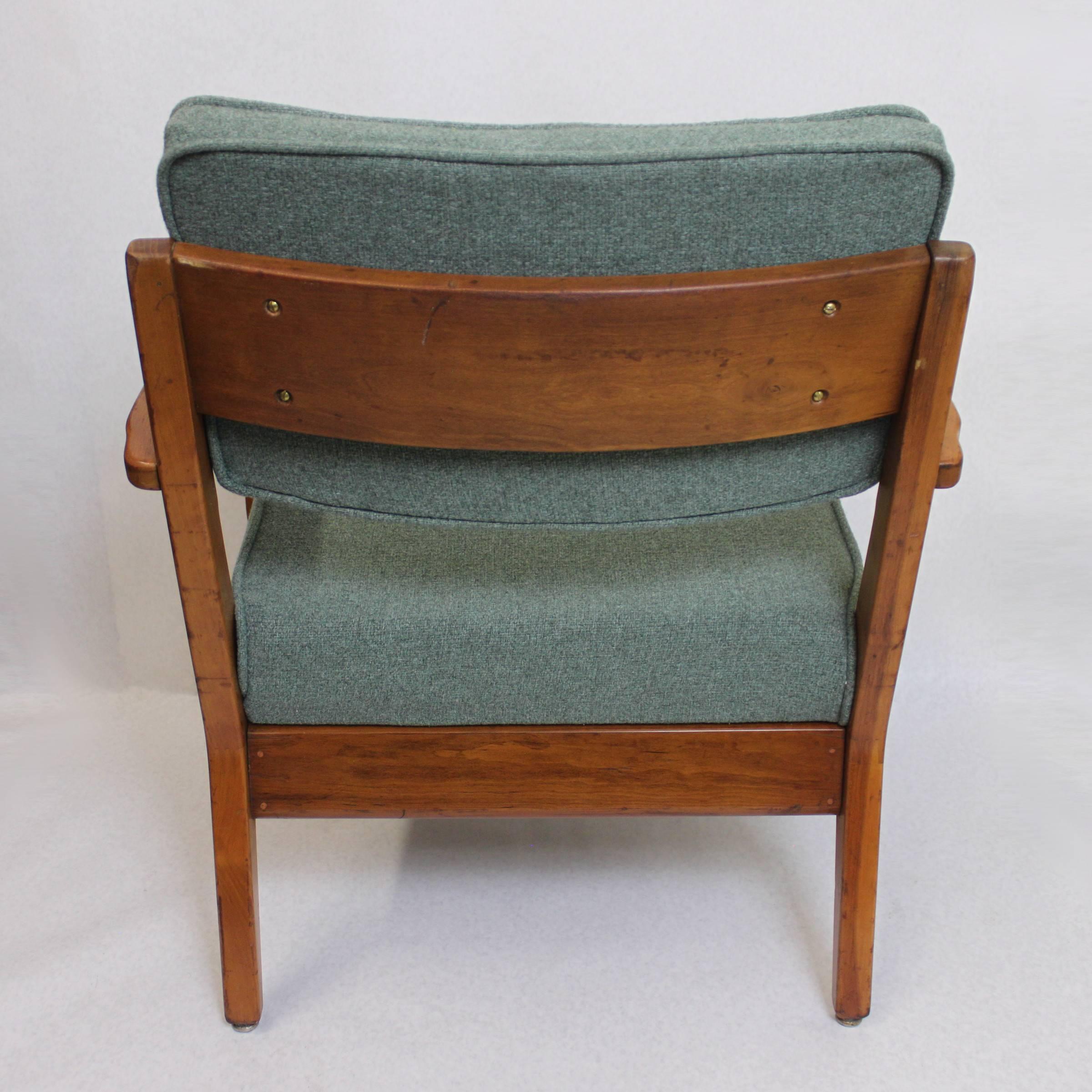 Fabric Vintage 1950s Mid-Century Modern Cherry Lounge Side Chair