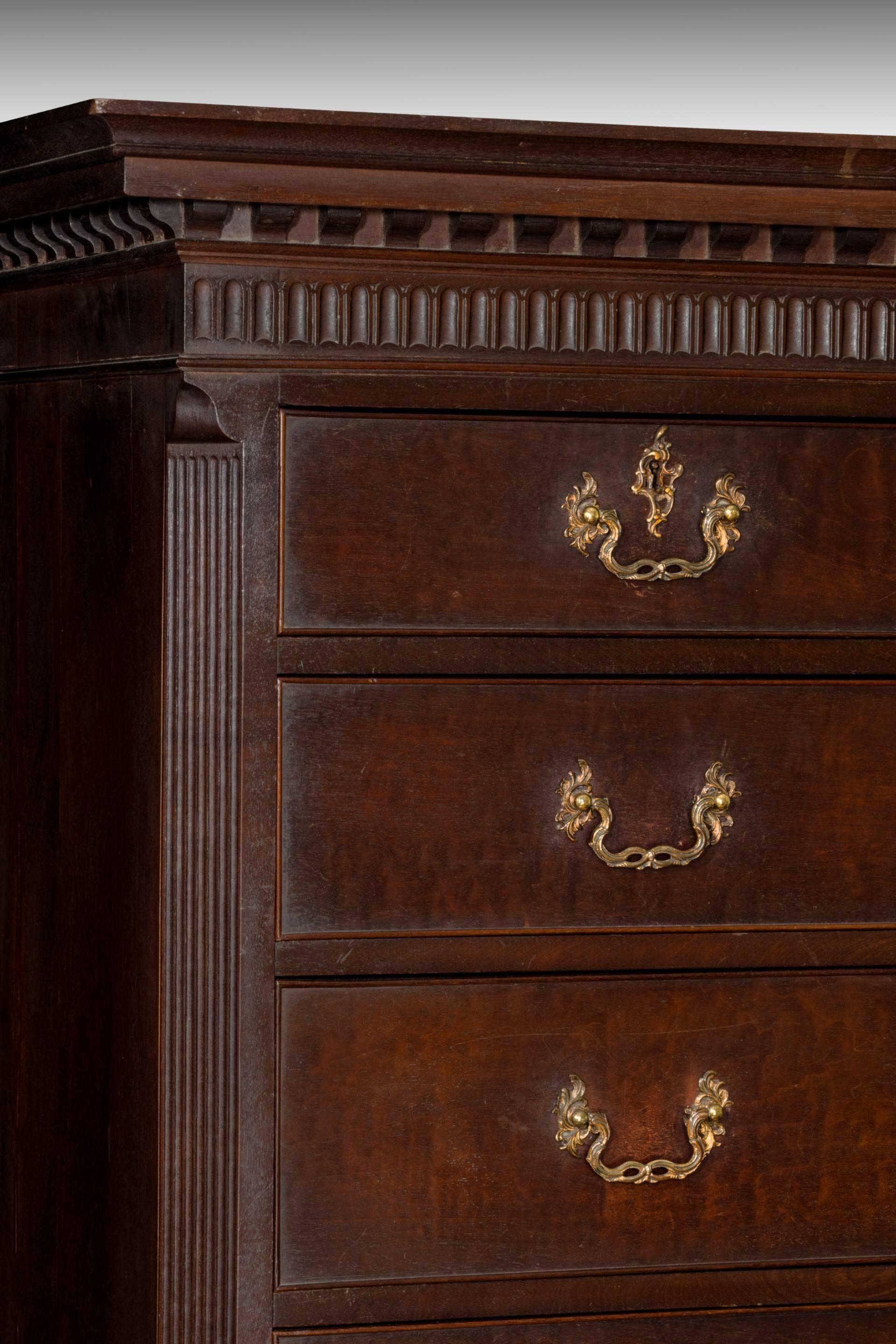 18th Century George II Mahogany Secretaire Chest-on-Chest. For Sale
