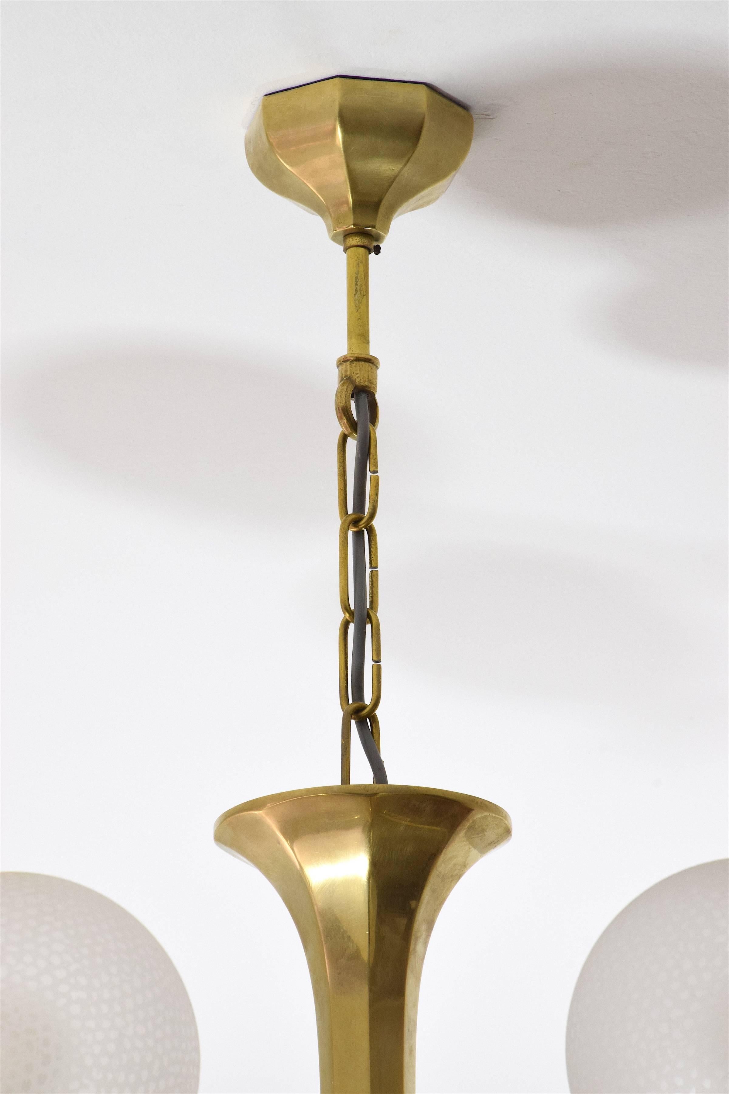 20th Century French Art Deco Brass Wings Chandelier, 1930's 