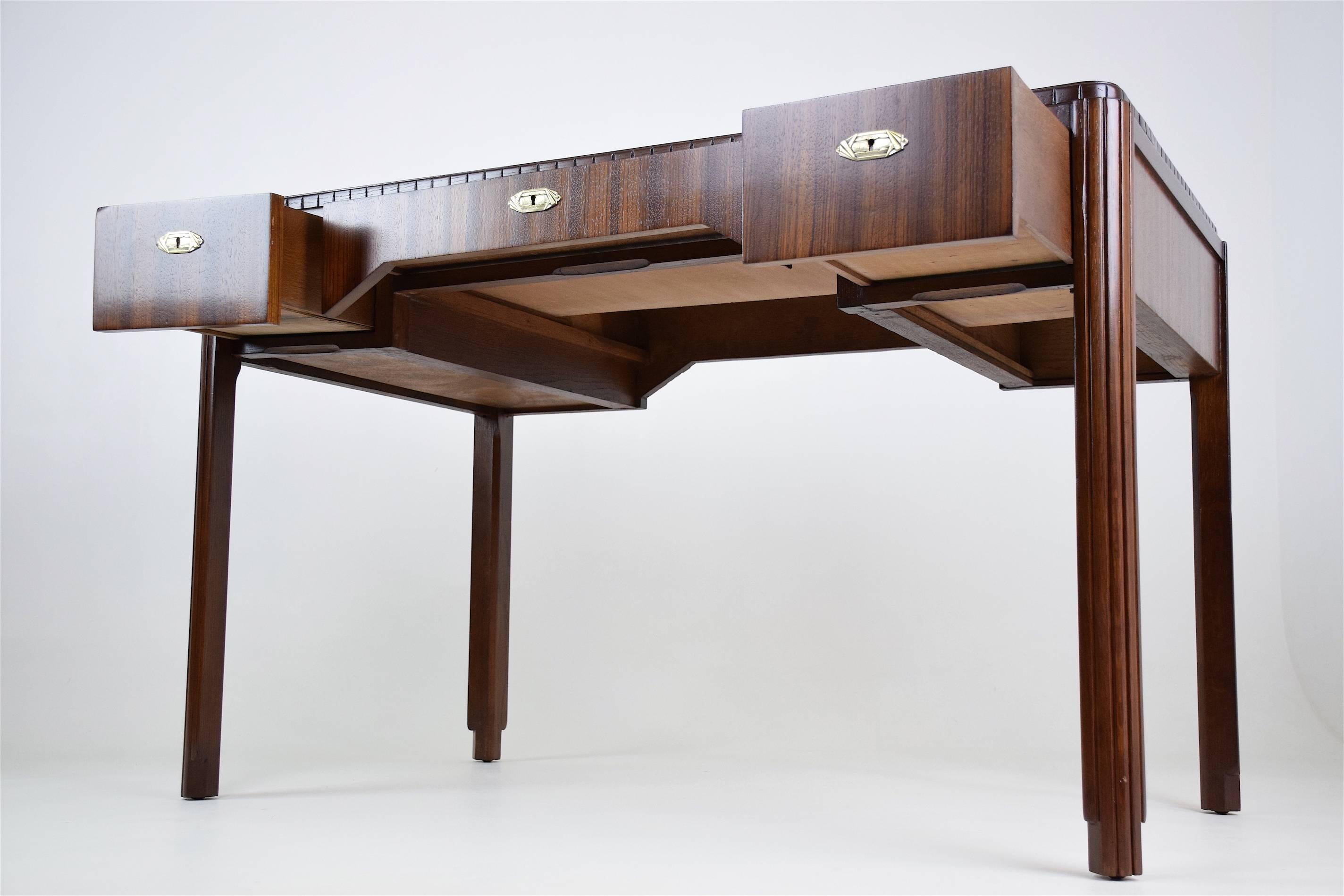 Mid-20th Century 1930's French Art Deco Zebrano Desk 