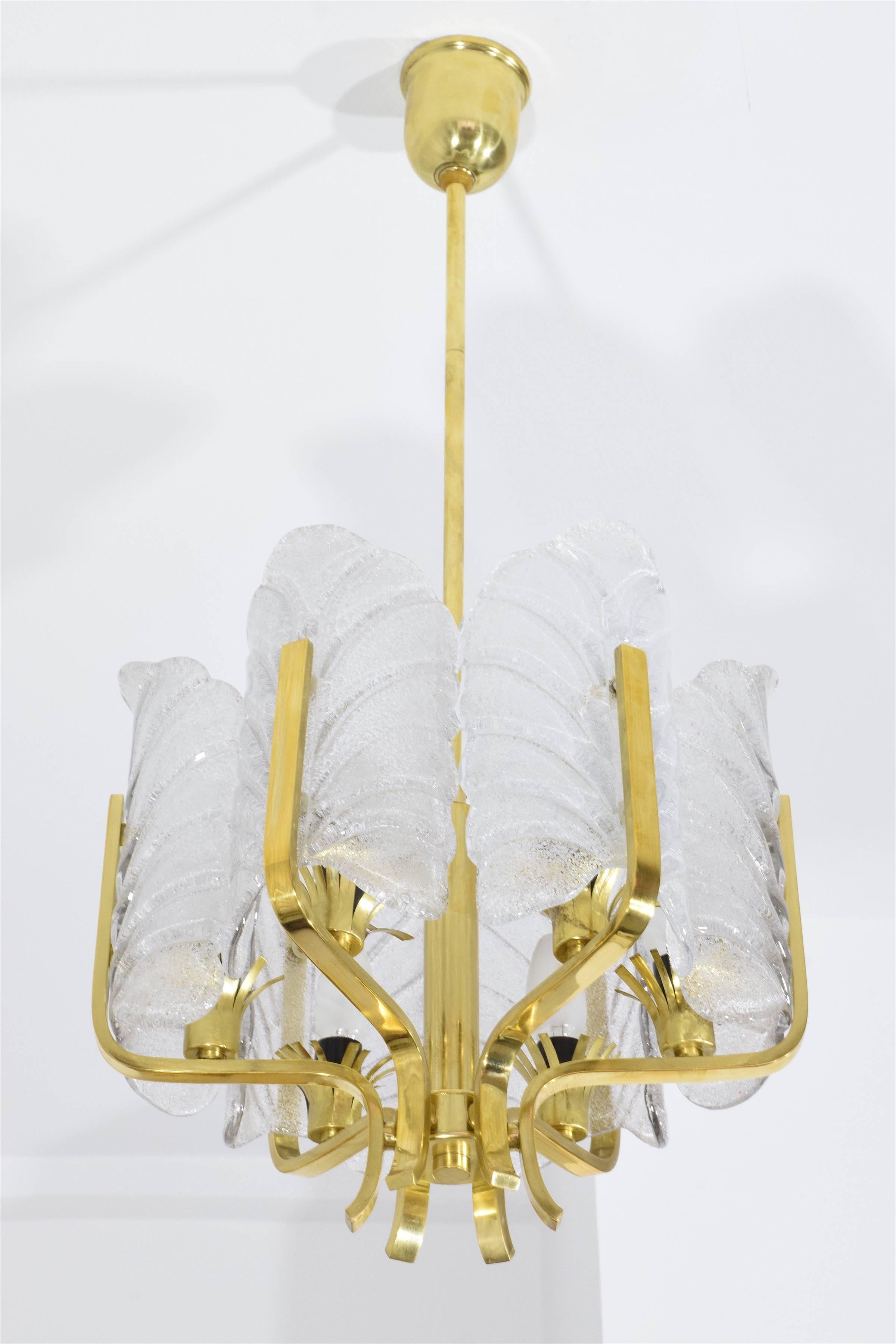 Swedish Murano Glass Chandelier by Carl Fagerlund for Orrefors, 1960's