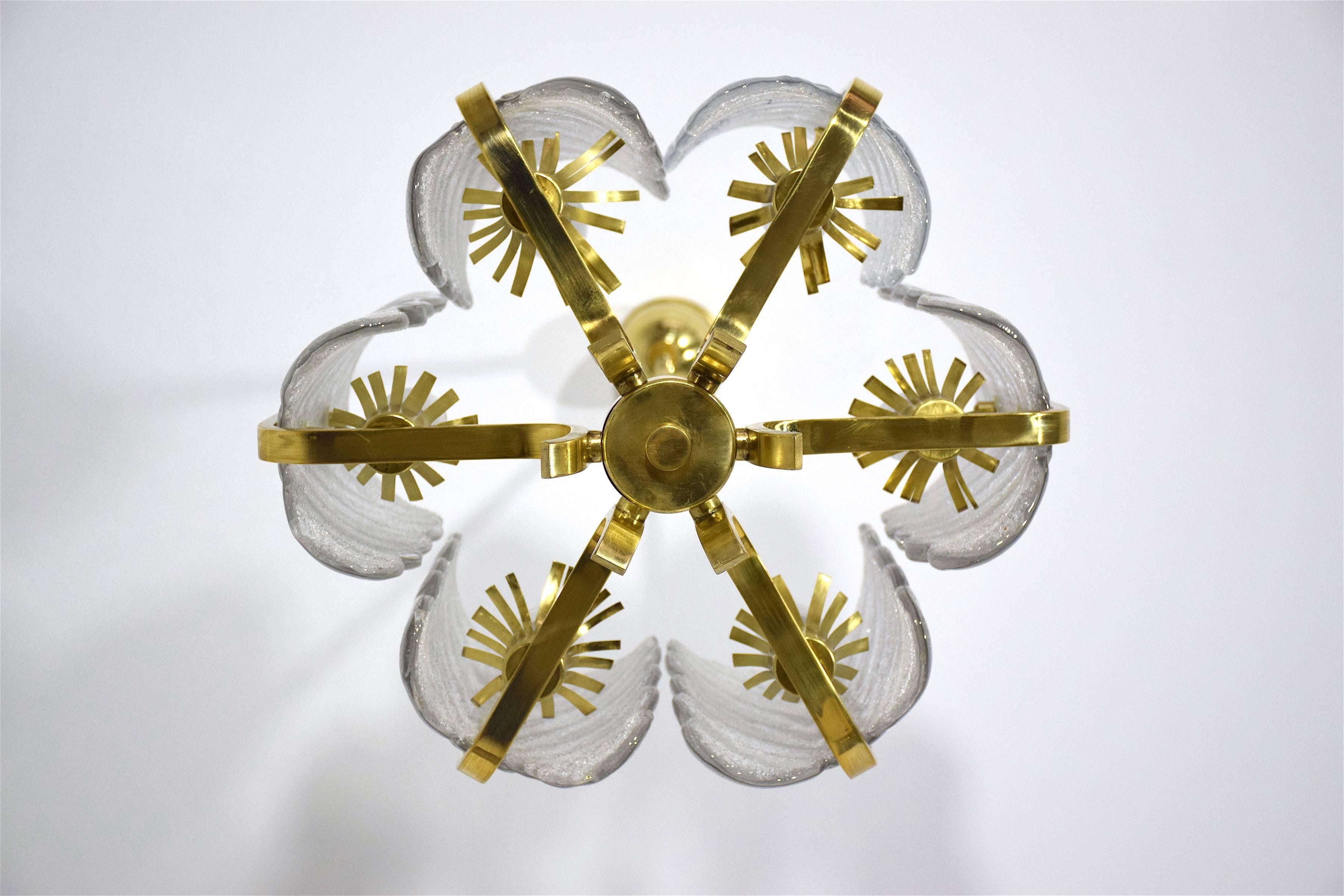 Brass Murano Glass Chandelier by Carl Fagerlund for Orrefors, 1960's