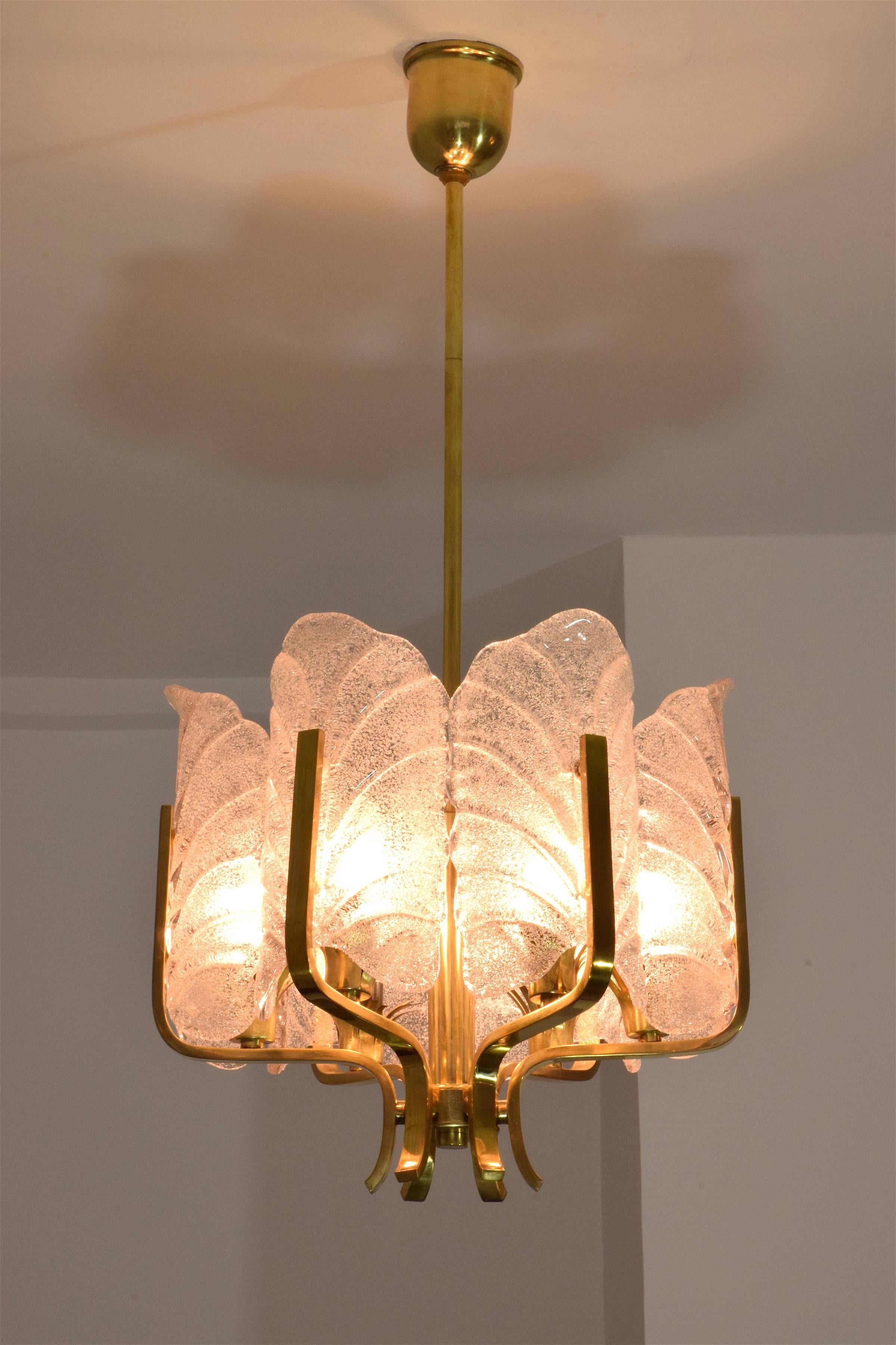 Hollywood Regency Murano Glass Chandelier by Carl Fagerlund for Orrefors, 1960's