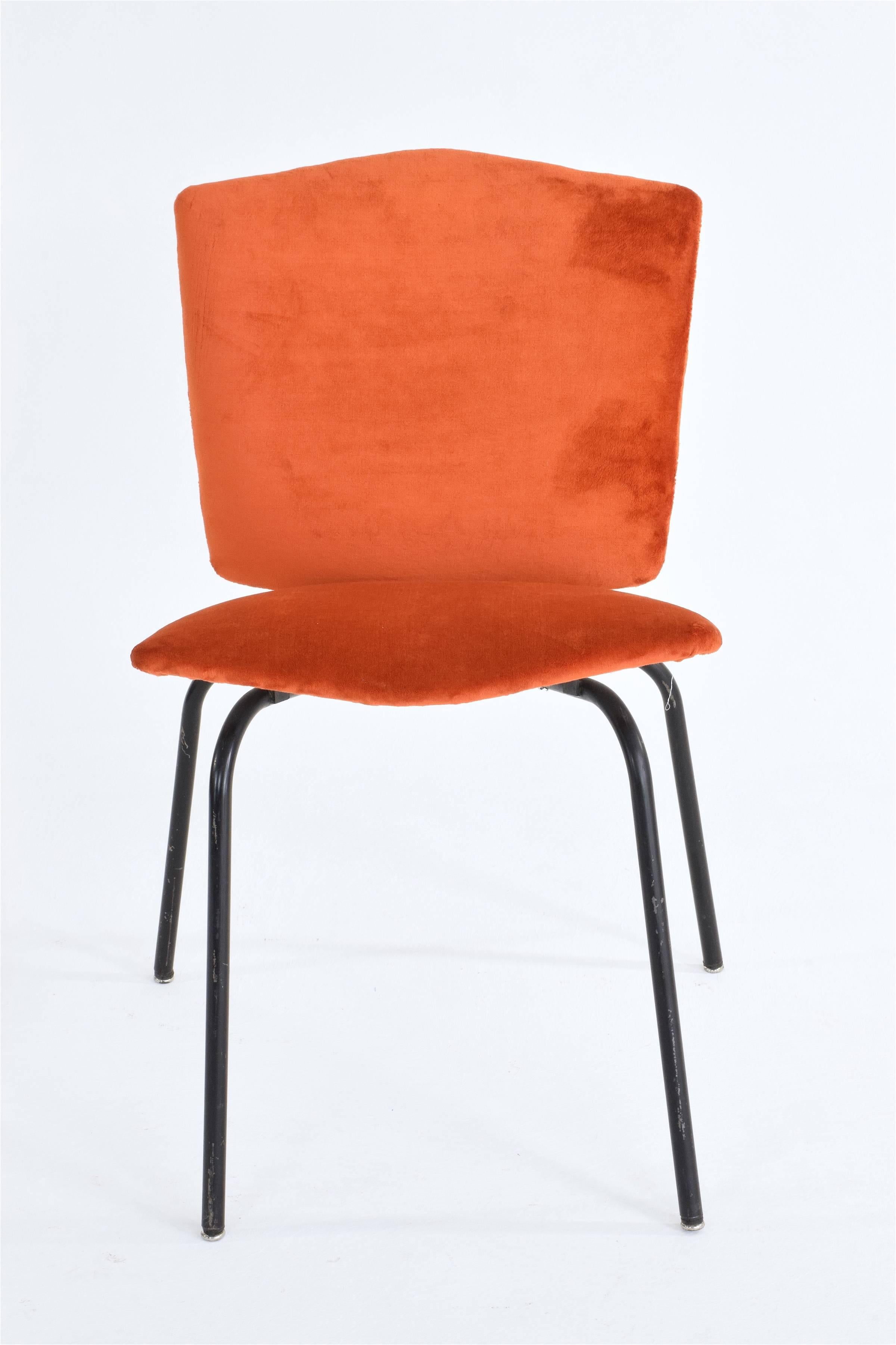 20th Century French Steel Velvet Chairs, 1970s 5