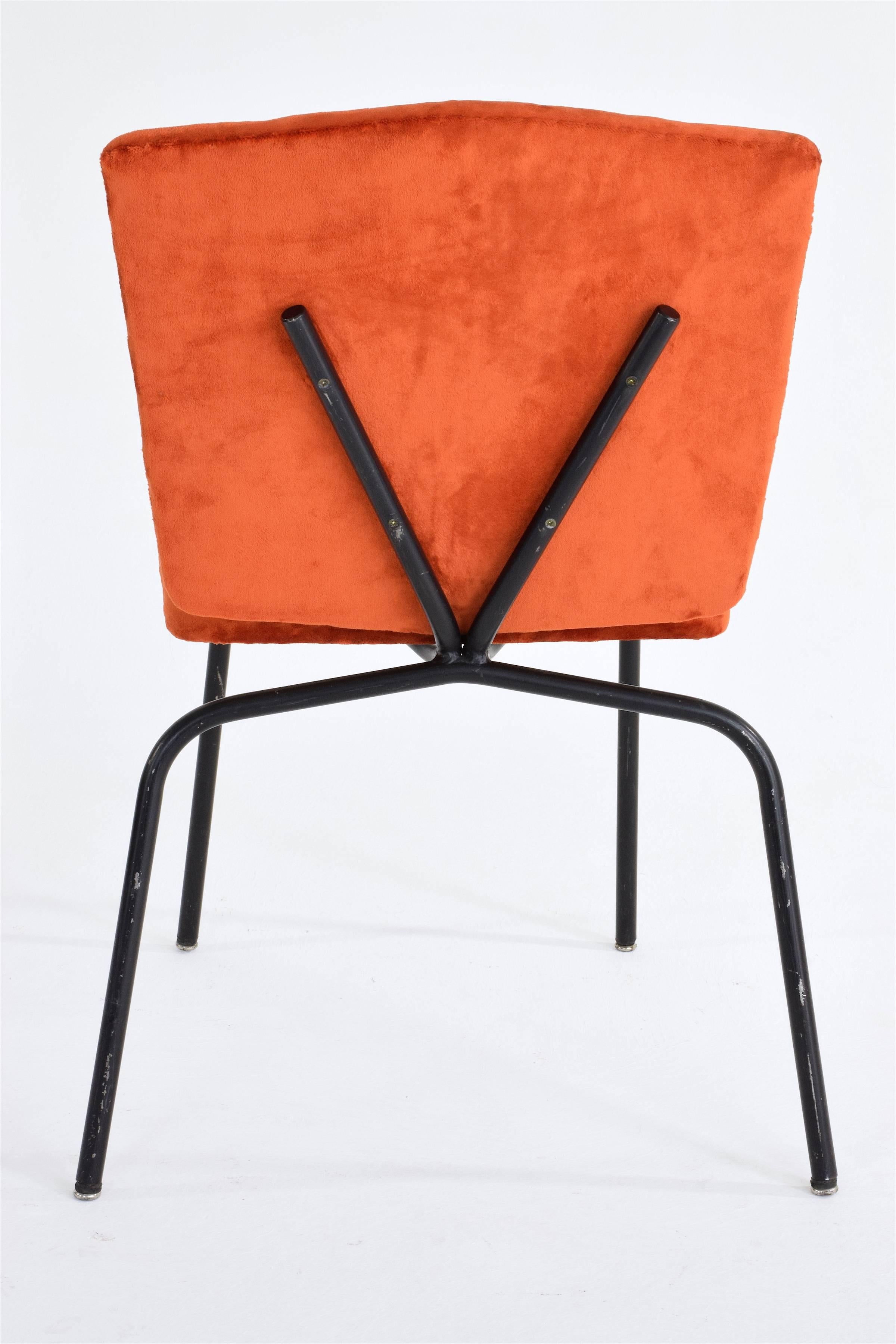 20th Century French Steel Velvet Chairs, 1970s 6