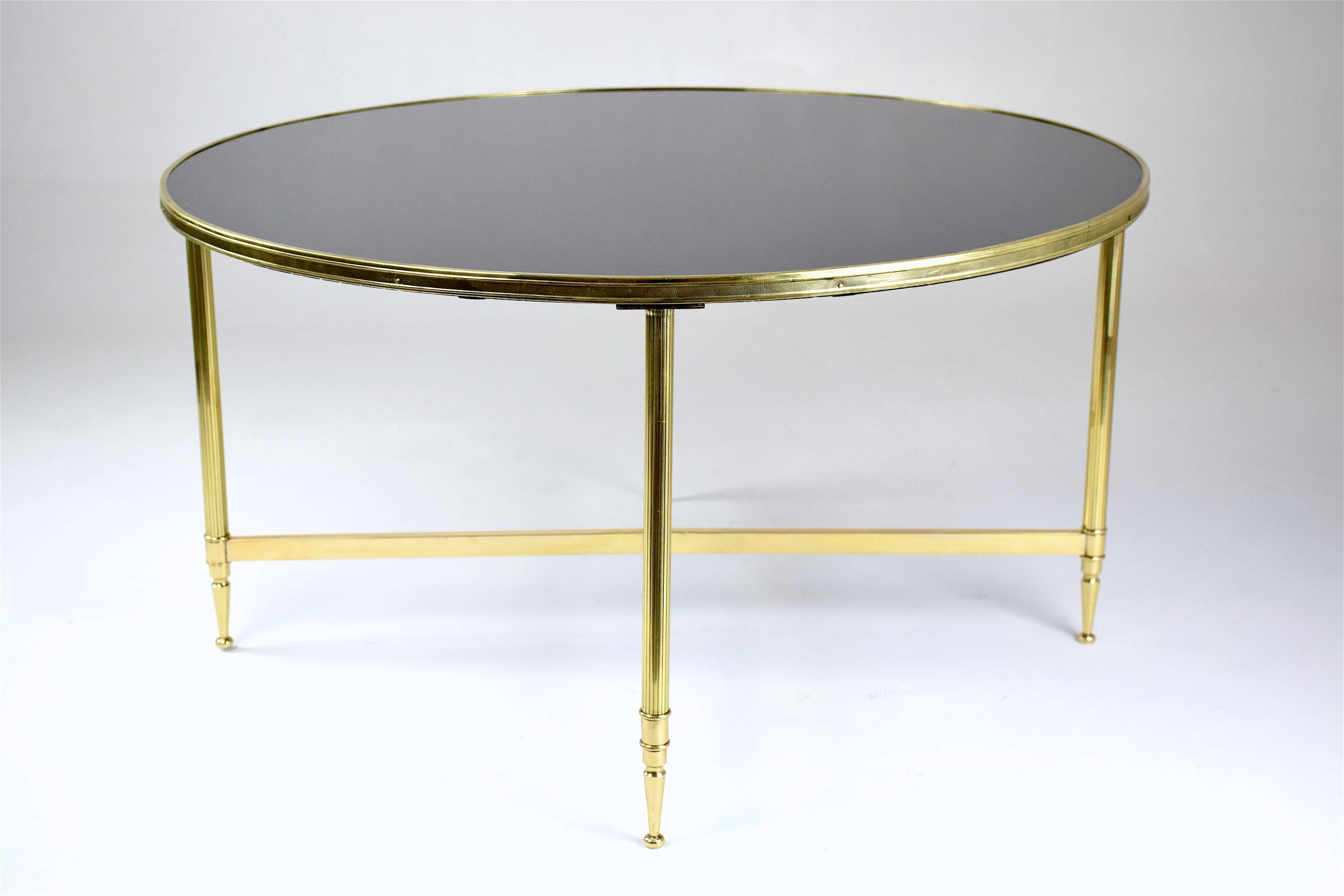 French Brass Midcentury Coffee Table Attributed to Maison Jansen, 1970s In Good Condition In Paris, FR