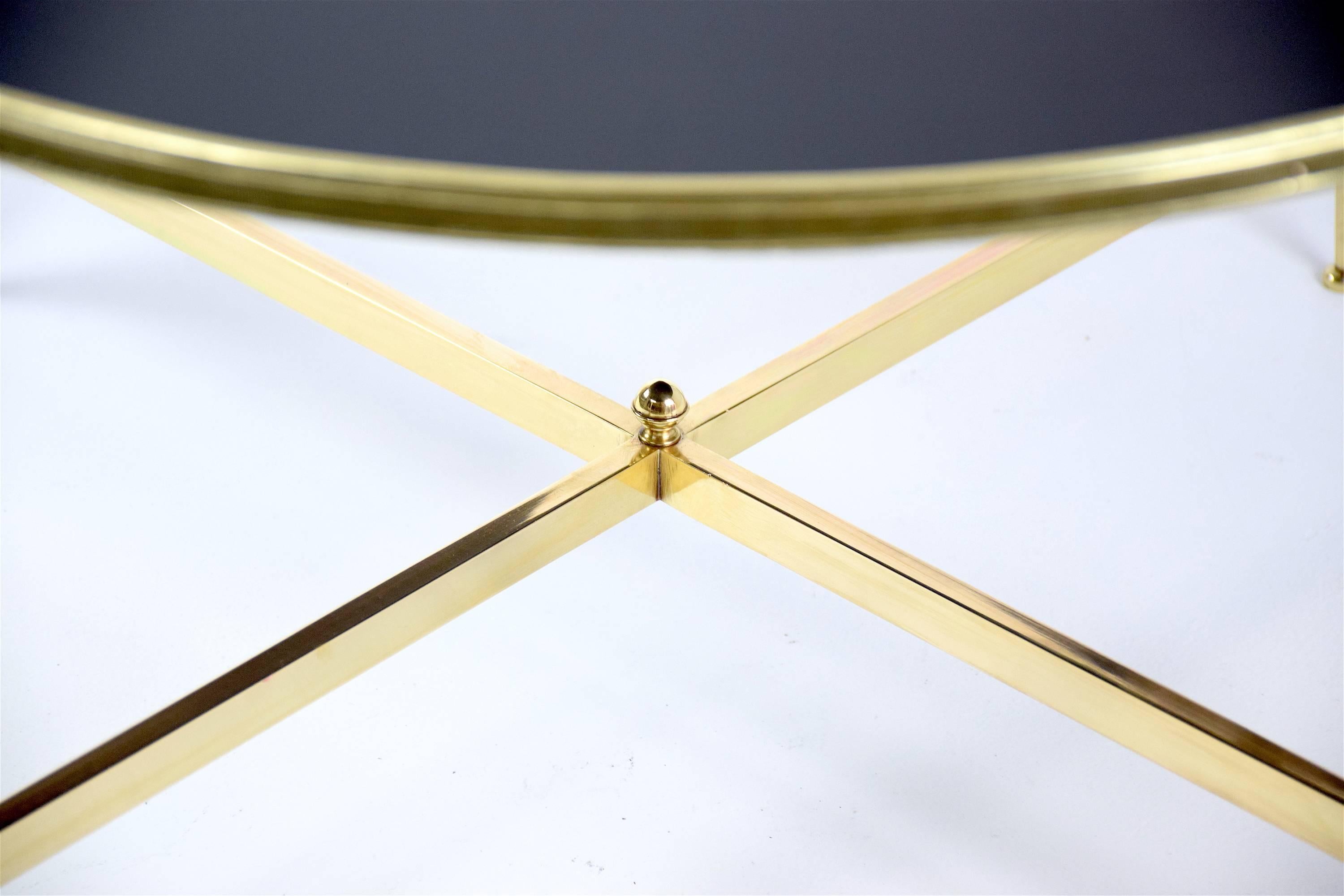 French Brass Midcentury Coffee Table Attributed to Maison Jansen, 1970s 1