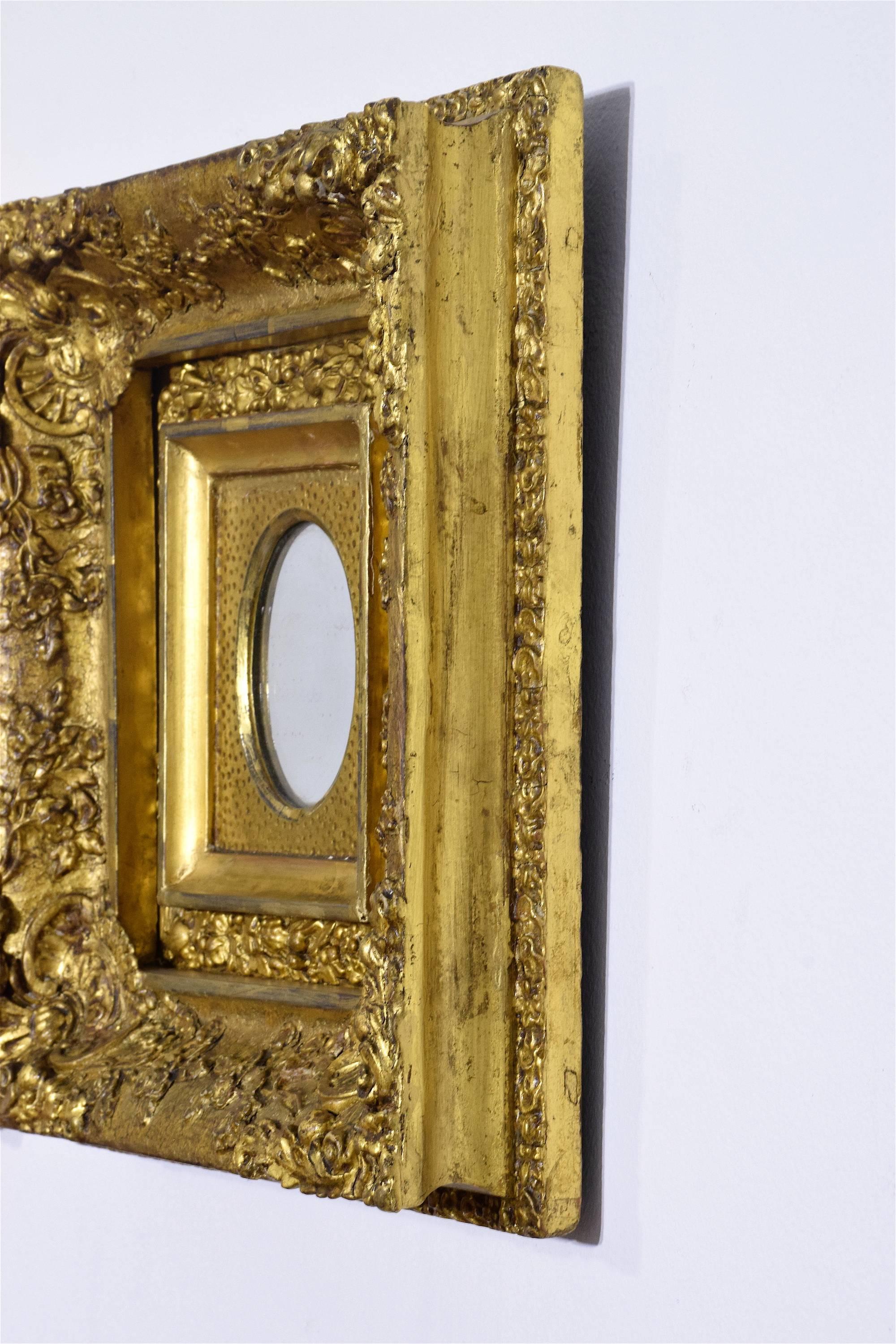 Italienische Rokoko-Spiegel:: antik:: 19. Jahrhundert:: vergoldet:: Satz mit drei Spiegeln 3