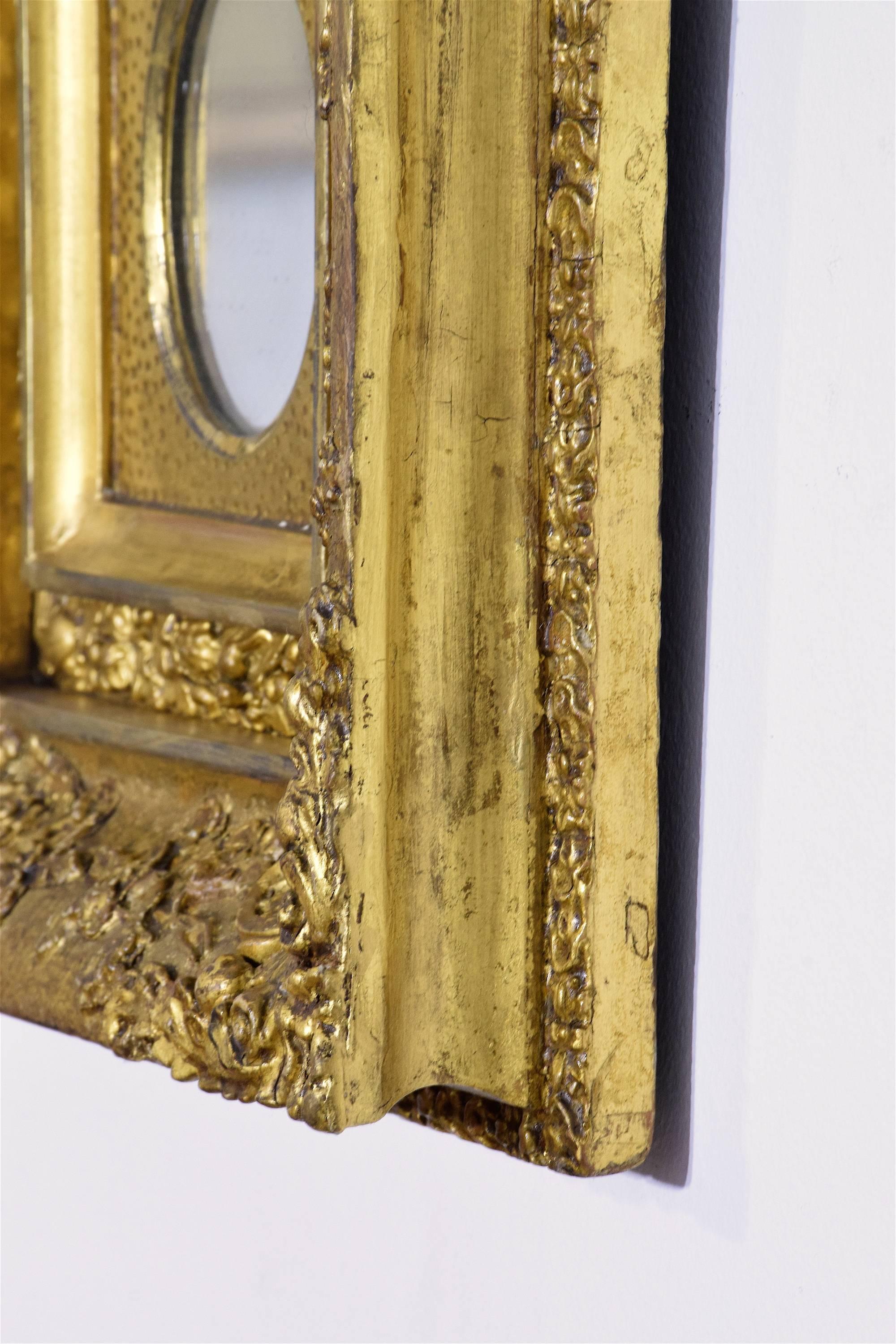 Italienische Rokoko-Spiegel:: antik:: 19. Jahrhundert:: vergoldet:: Satz mit drei Spiegeln 5