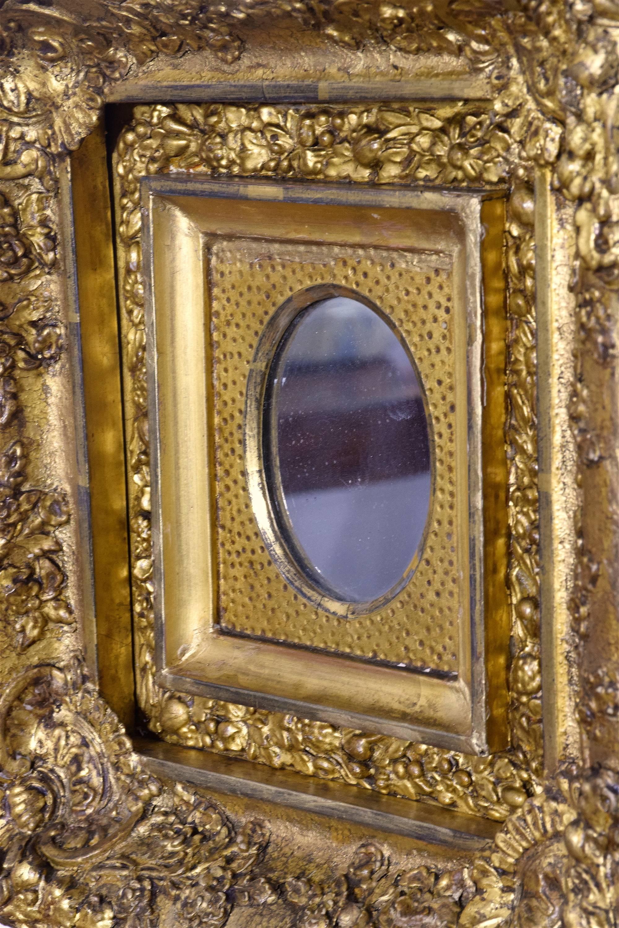 Italienische Rokoko-Spiegel:: antik:: 19. Jahrhundert:: vergoldet:: Satz mit drei Spiegeln 4