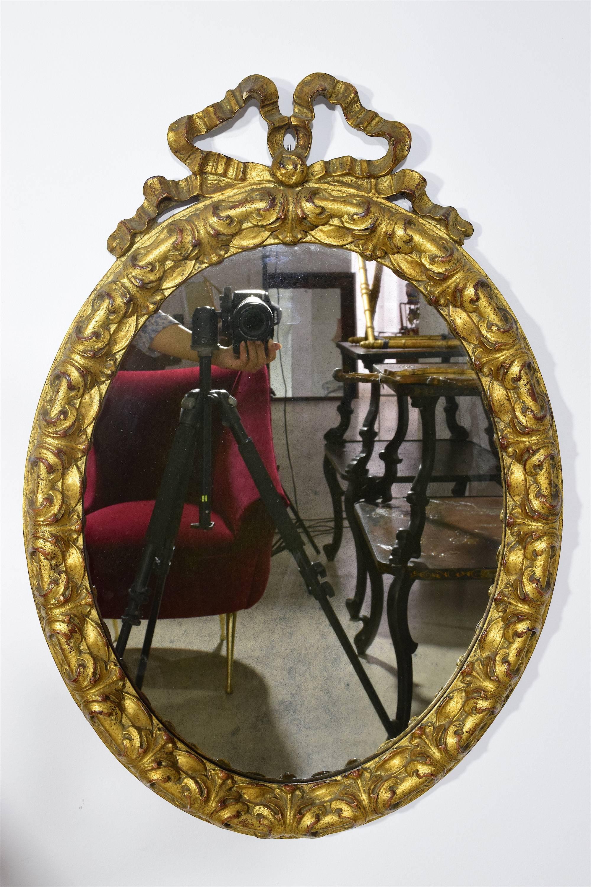 Antique 19th Century Italian Giltwood Vanity Mirrors, Set of Two  2