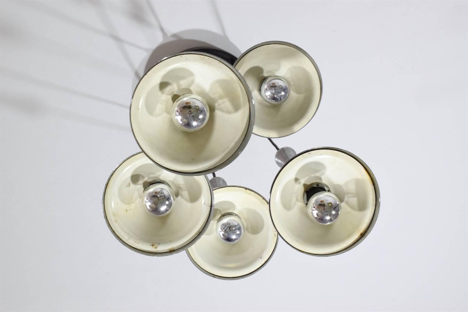 20th Century Vintage Italian Five-Light Chrome Pendant Light, 1970s 6