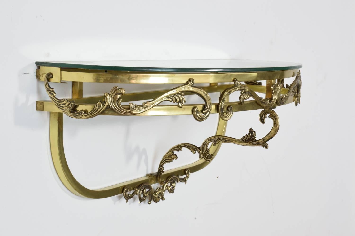 French Vintage Floating Brass Console and Wall Mirror, 1960 For Sale 3