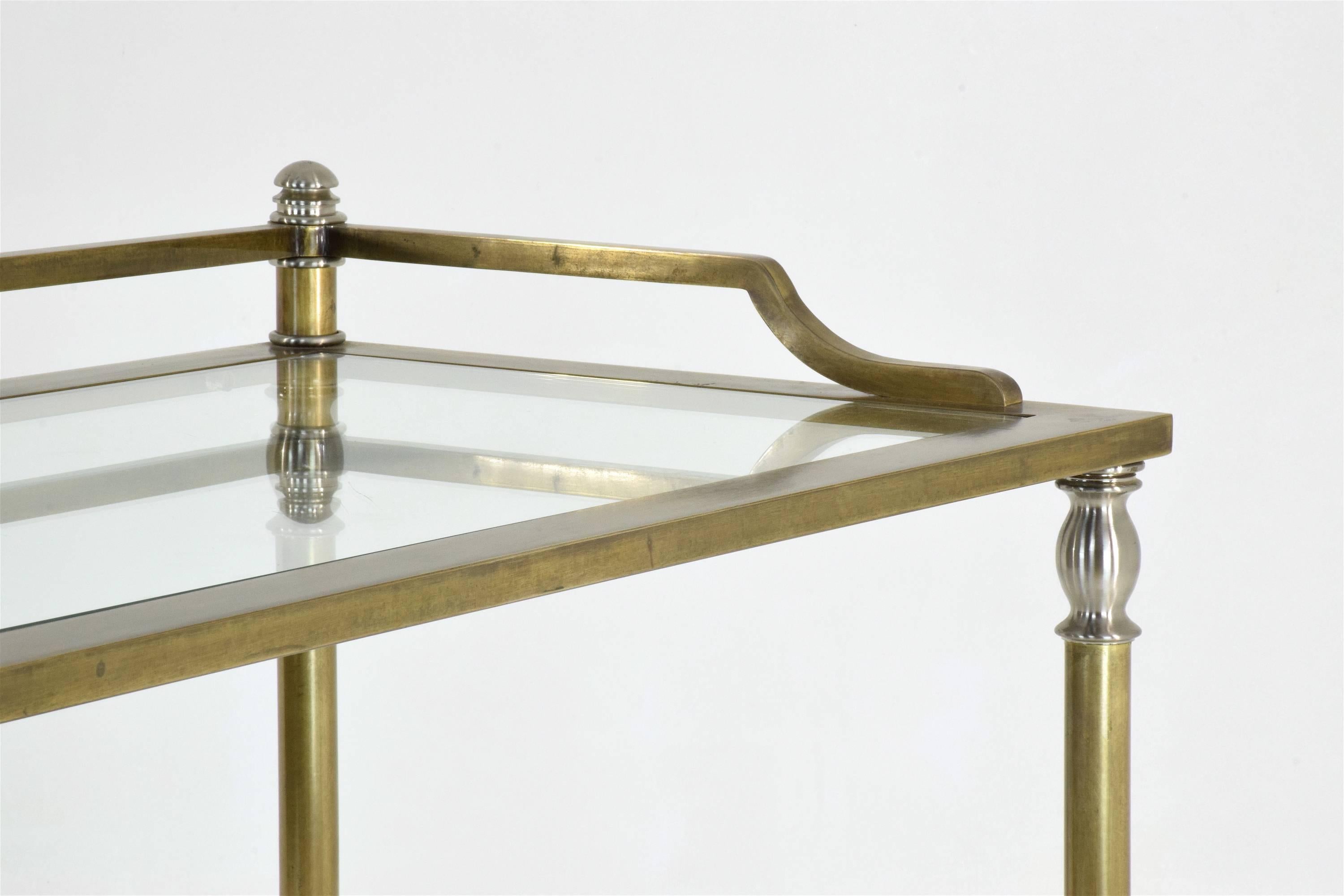 1970s French Brass and Glass Desk, Vanity or Console In Good Condition In Paris, FR