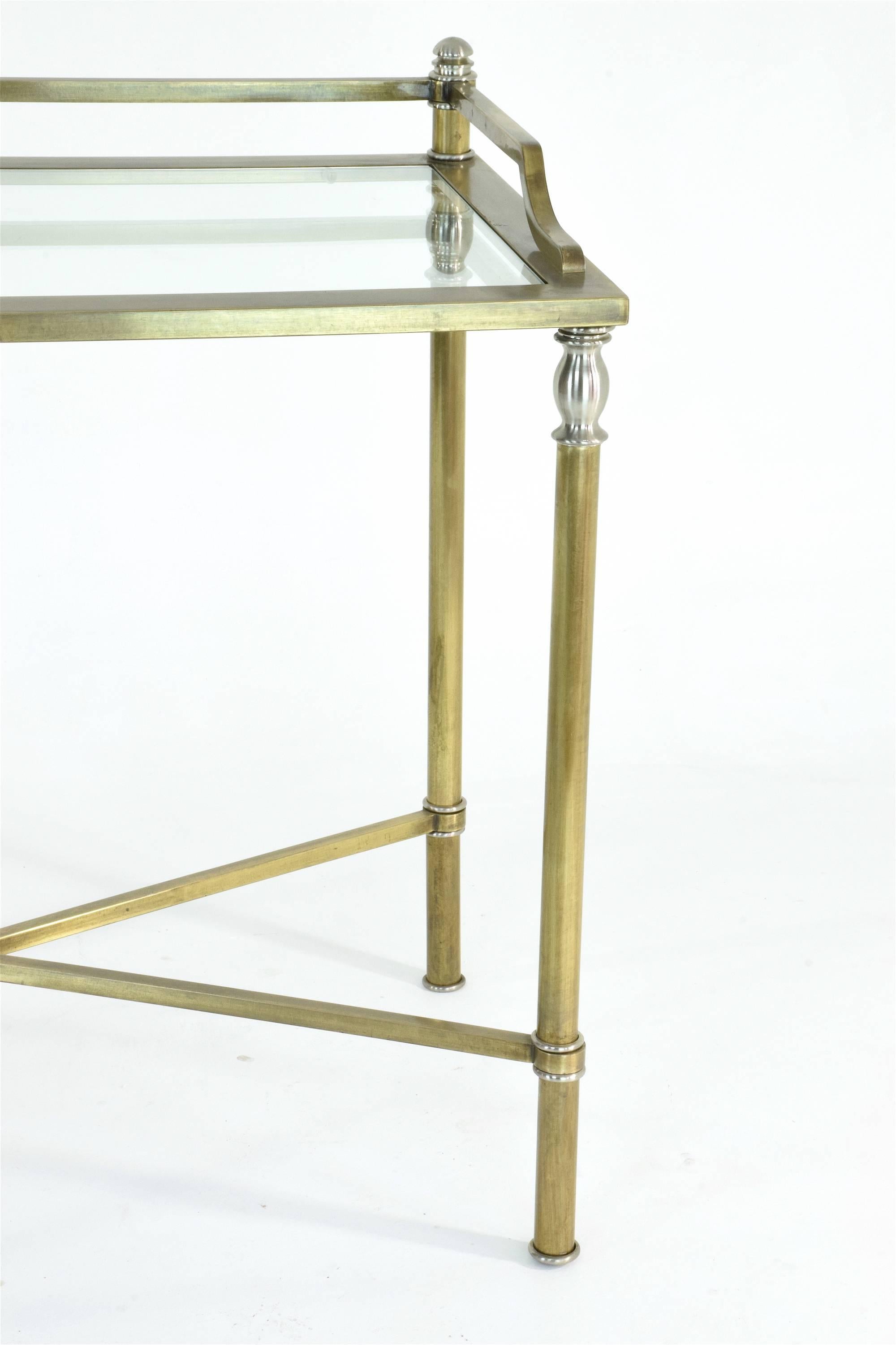 1970s French Brass and Glass Desk, Vanity or Console 1