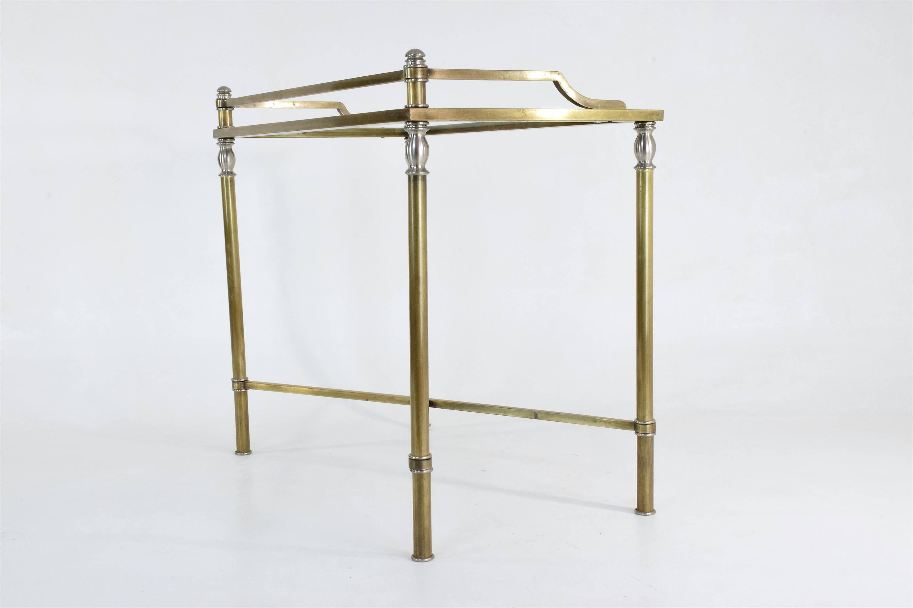 Neoclassical 1970s French Brass and Glass Desk, Vanity or Console