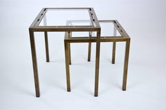 Pair of French Brass Nesting Side Tables, 1970s