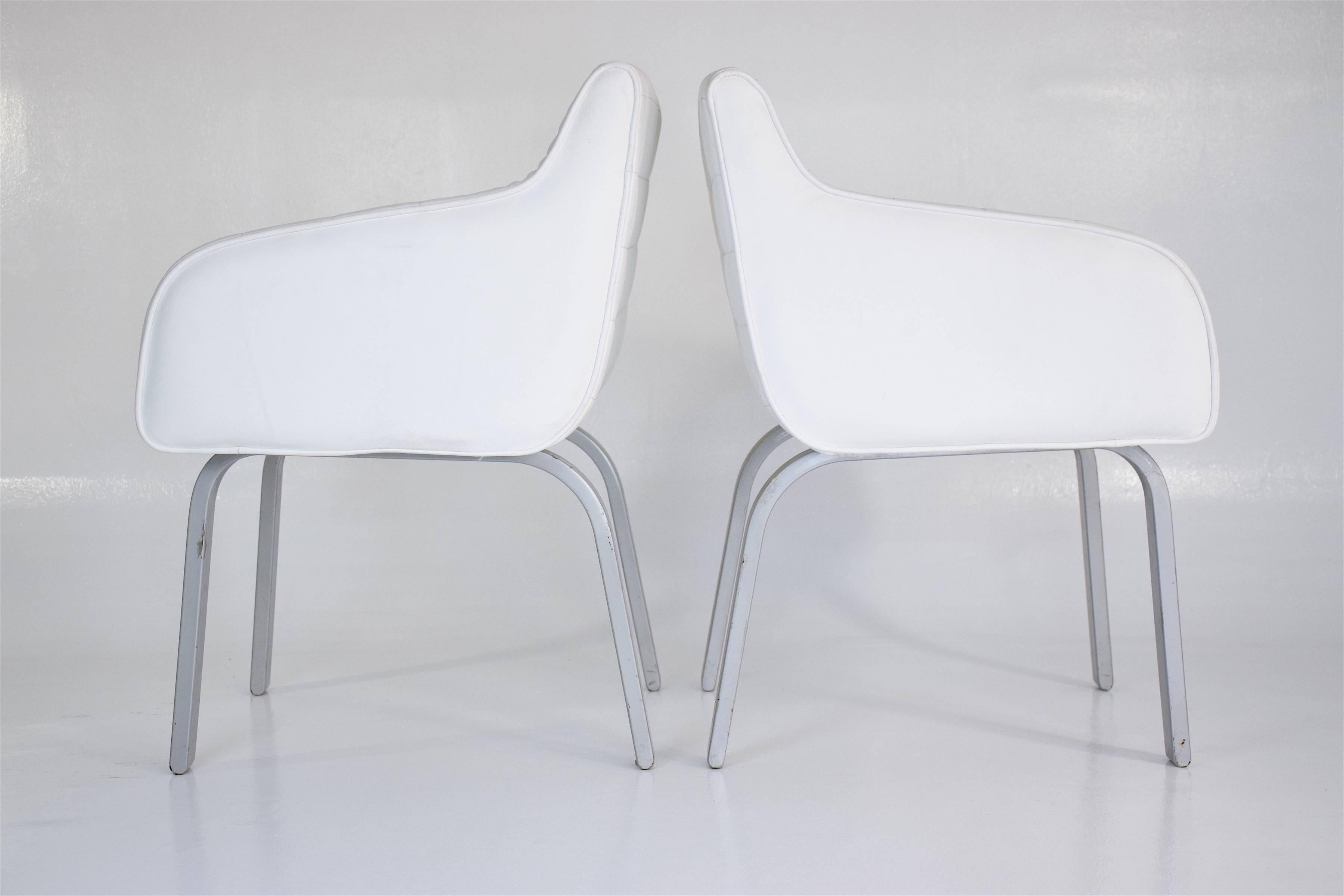 Modern French Pair of Christian Biecher Armchairs for Poltrona Frau, 1990s For Sale