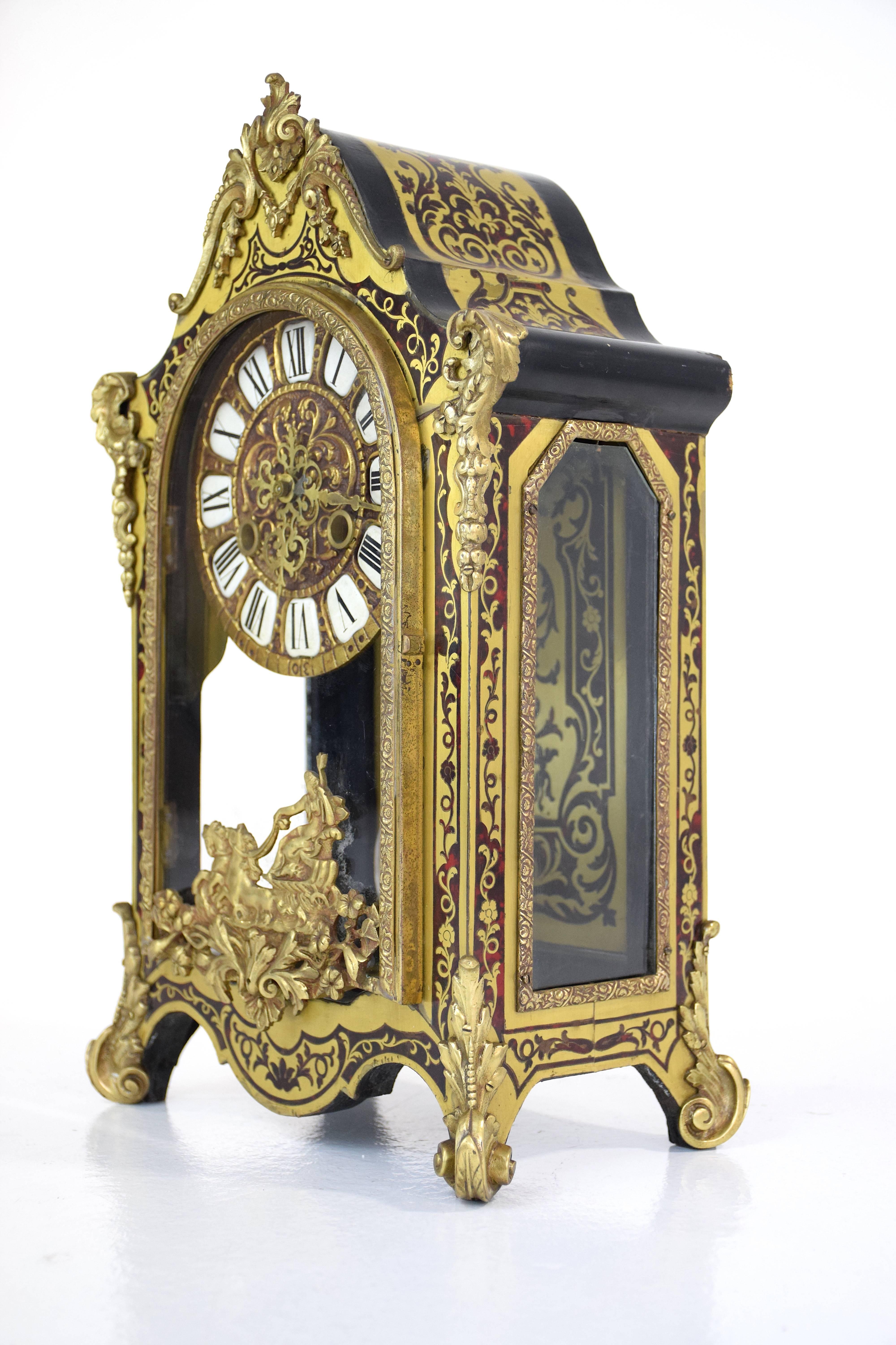 French Antique Boulle Mantel Clock 1