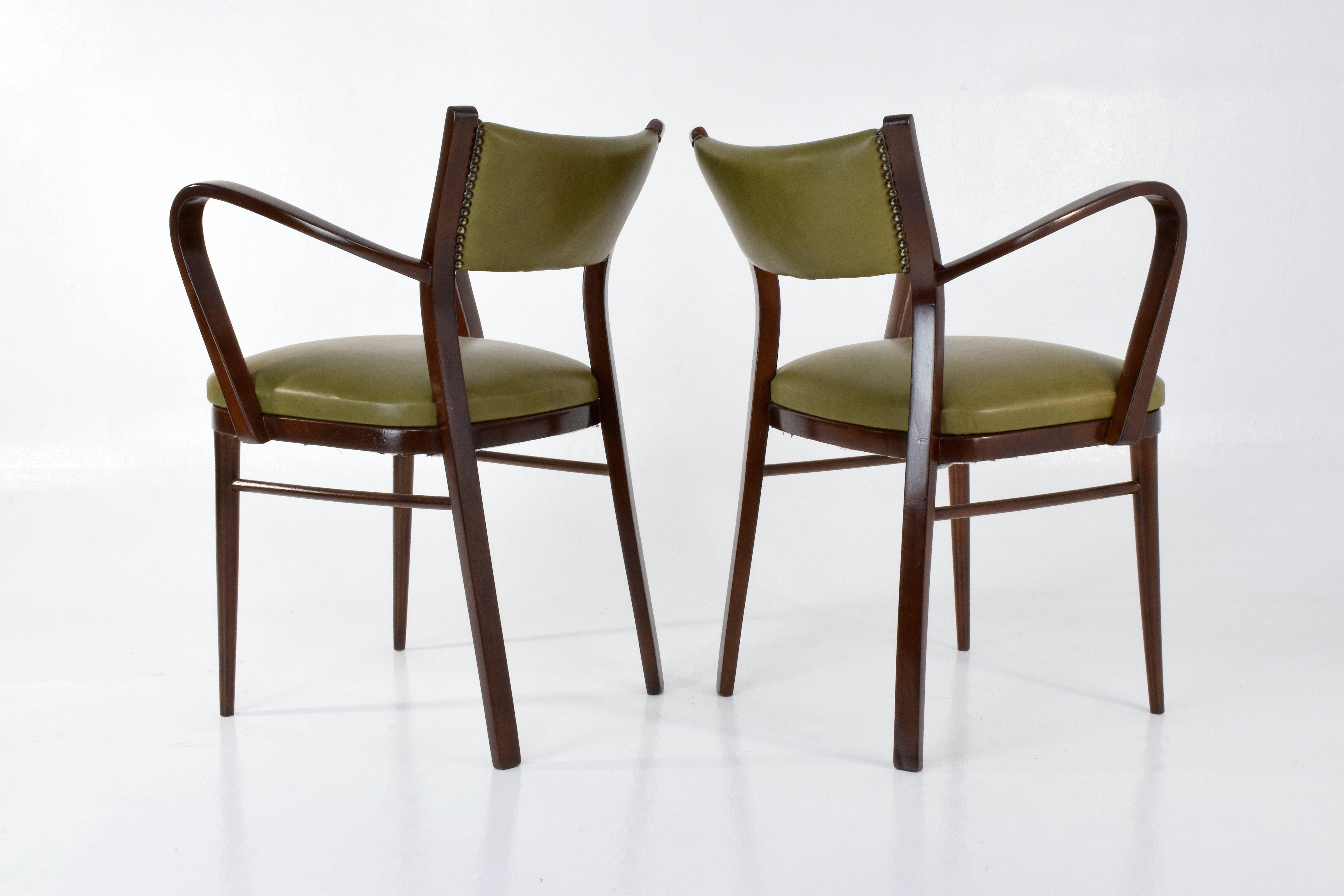 20th Century Italian Art Deco Chairs, Set of 2, 1940s 1