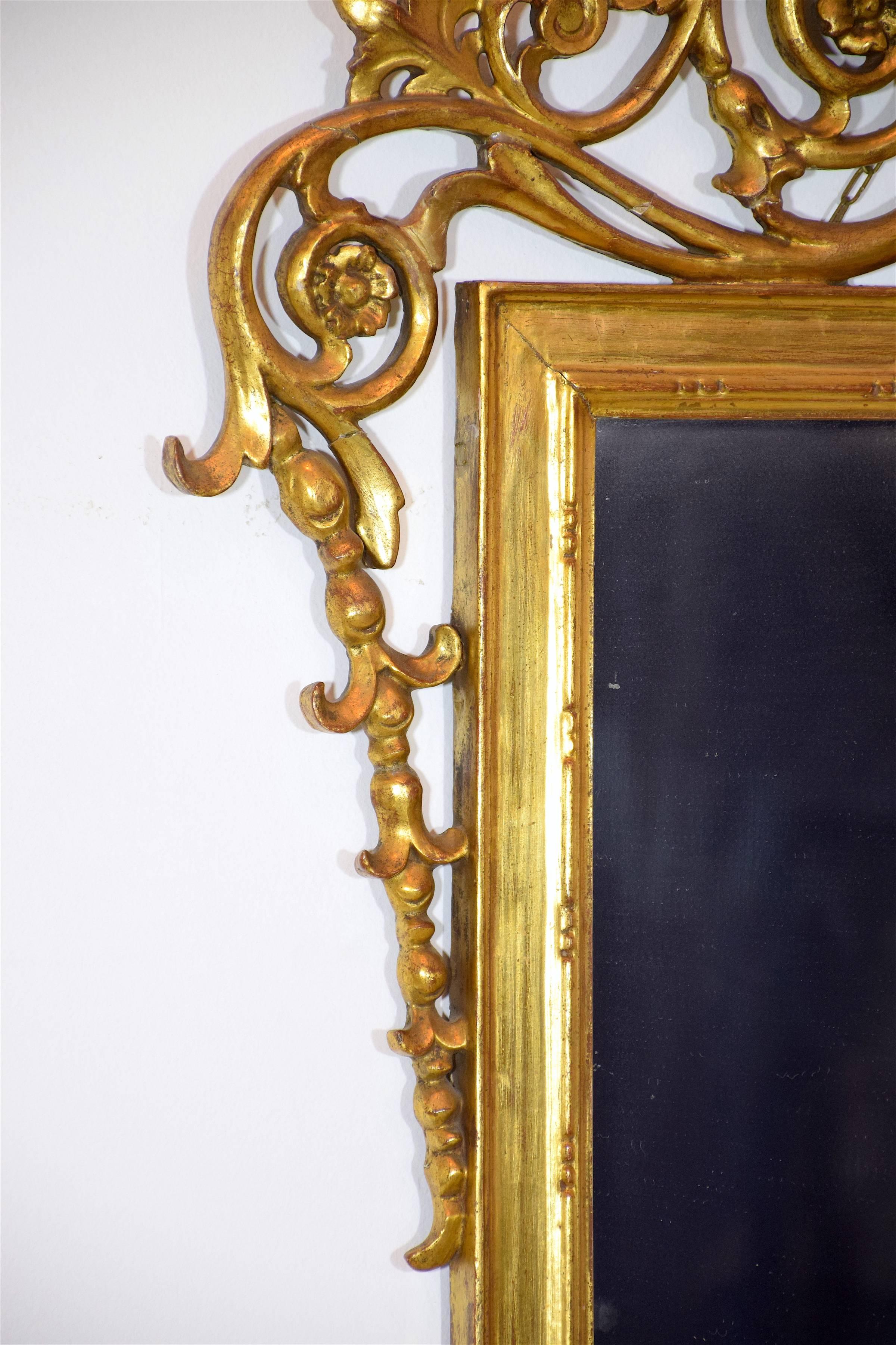 Antique 19th Century Italian Rococo Giltwood Wall Mirror 7