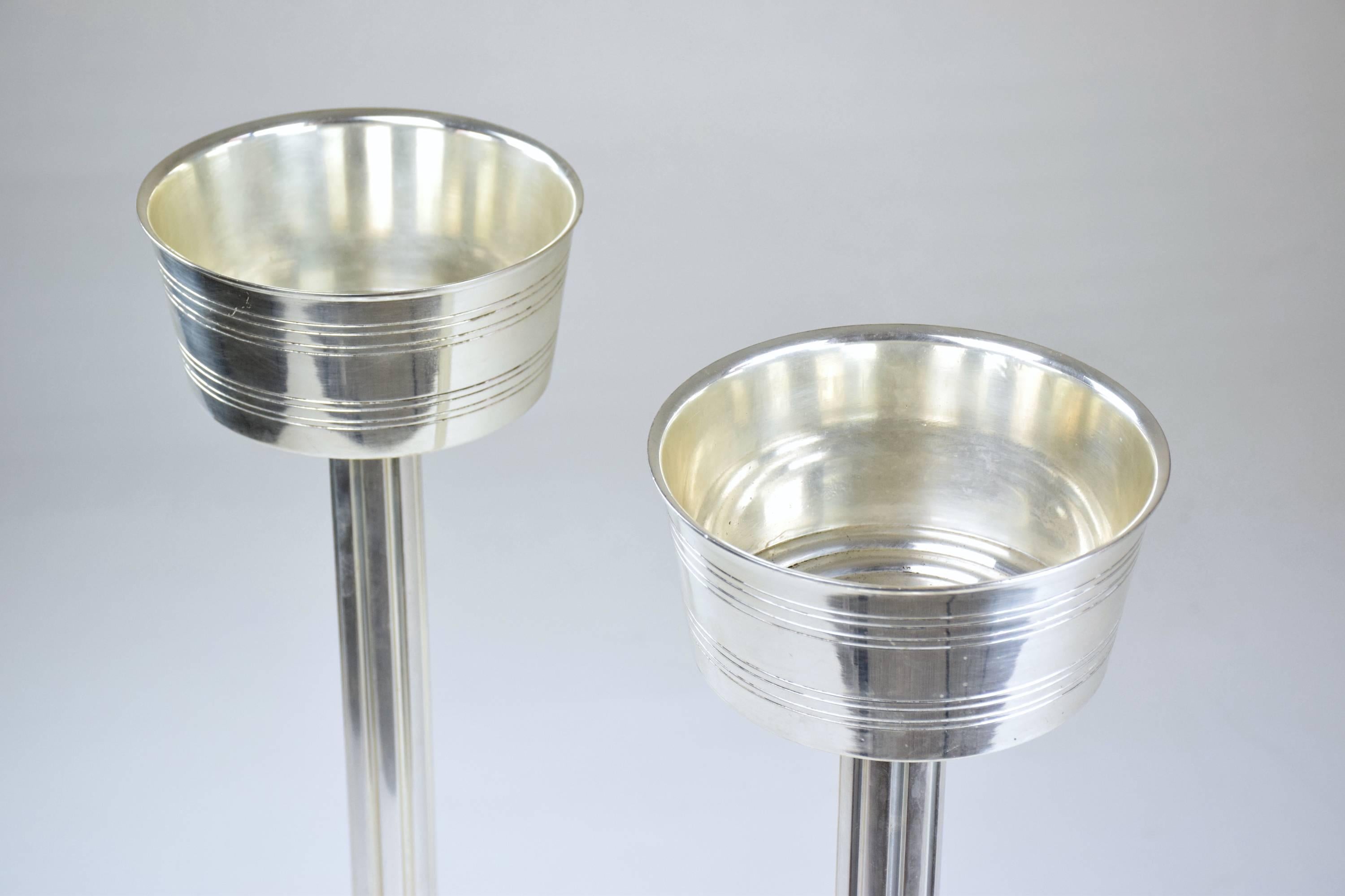 French Vintage Silver Plated Wine Bucket Stands, 1960s In Good Condition In Paris, FR