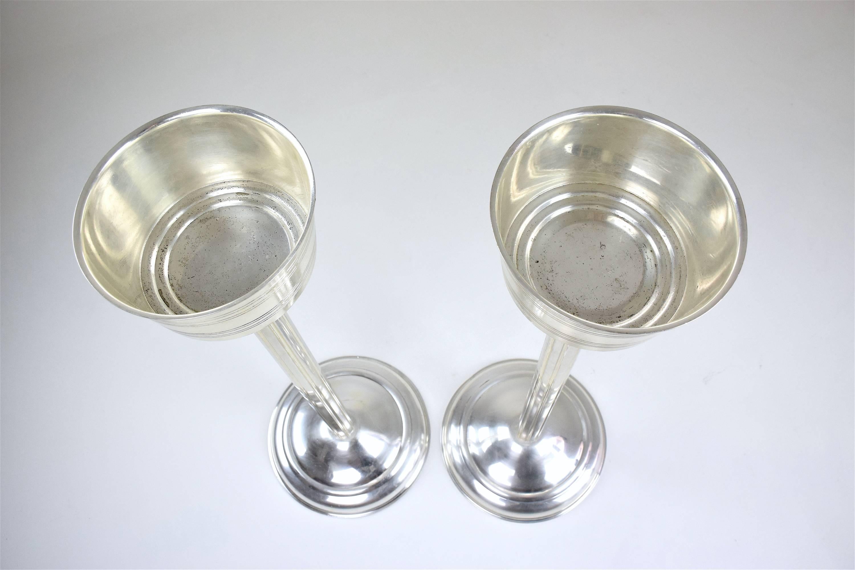 French Vintage Silver Plated Wine Bucket Stands, 1960s 1