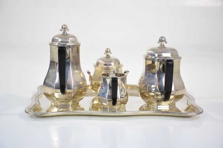 French Art Deco Ercuis Silverware Tea Service For Sale at 1stdibs