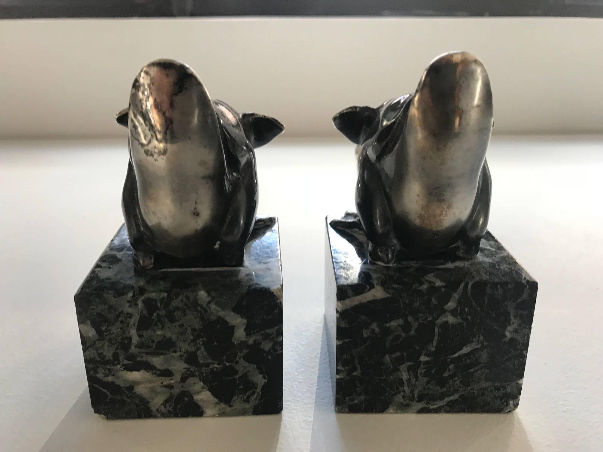 Marble Pair of Art Deco Bookends by Rischmann, 1930s