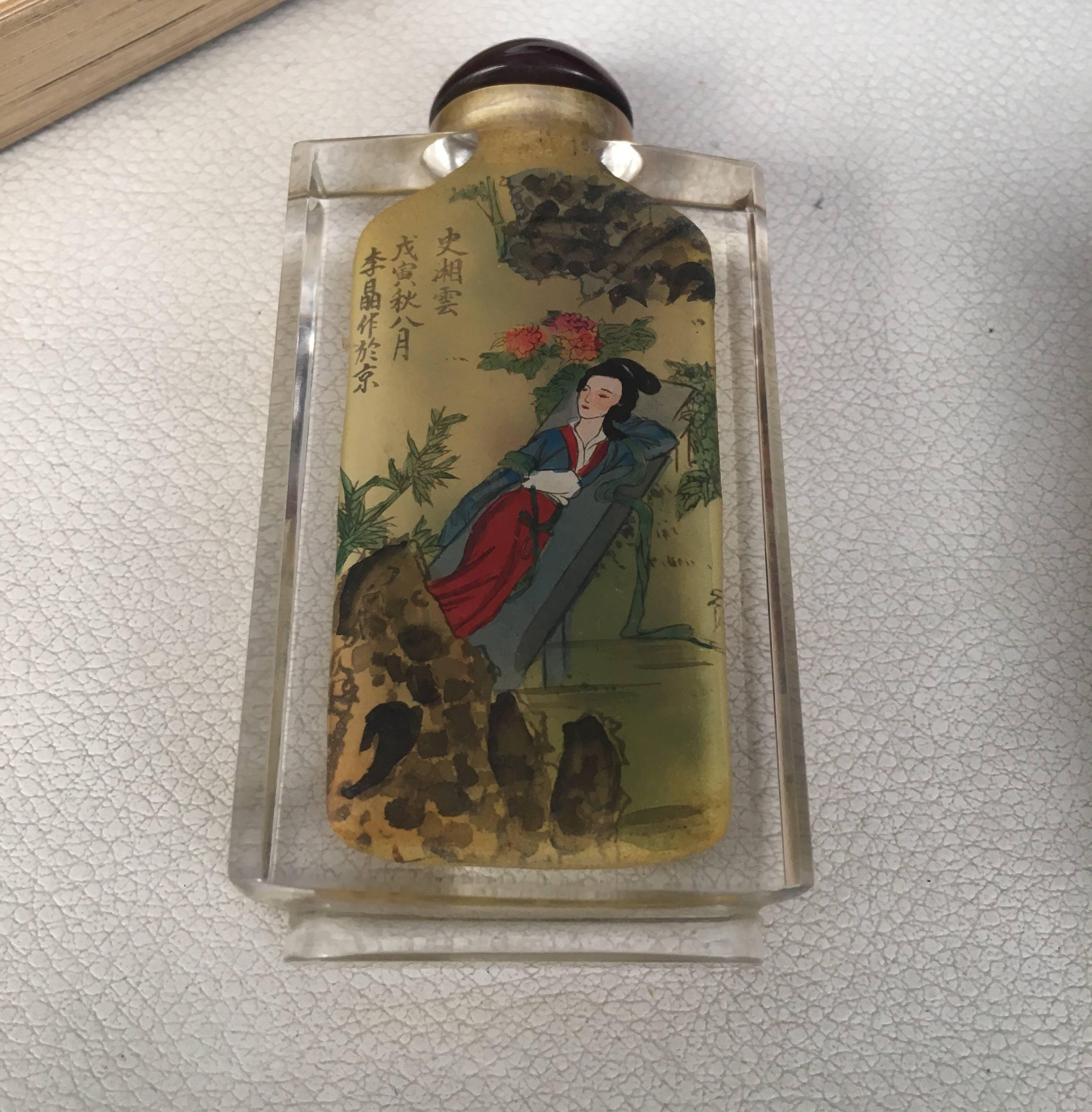 20th Century Chinese Hand-Painted on Crystal Snuff Bottles 1