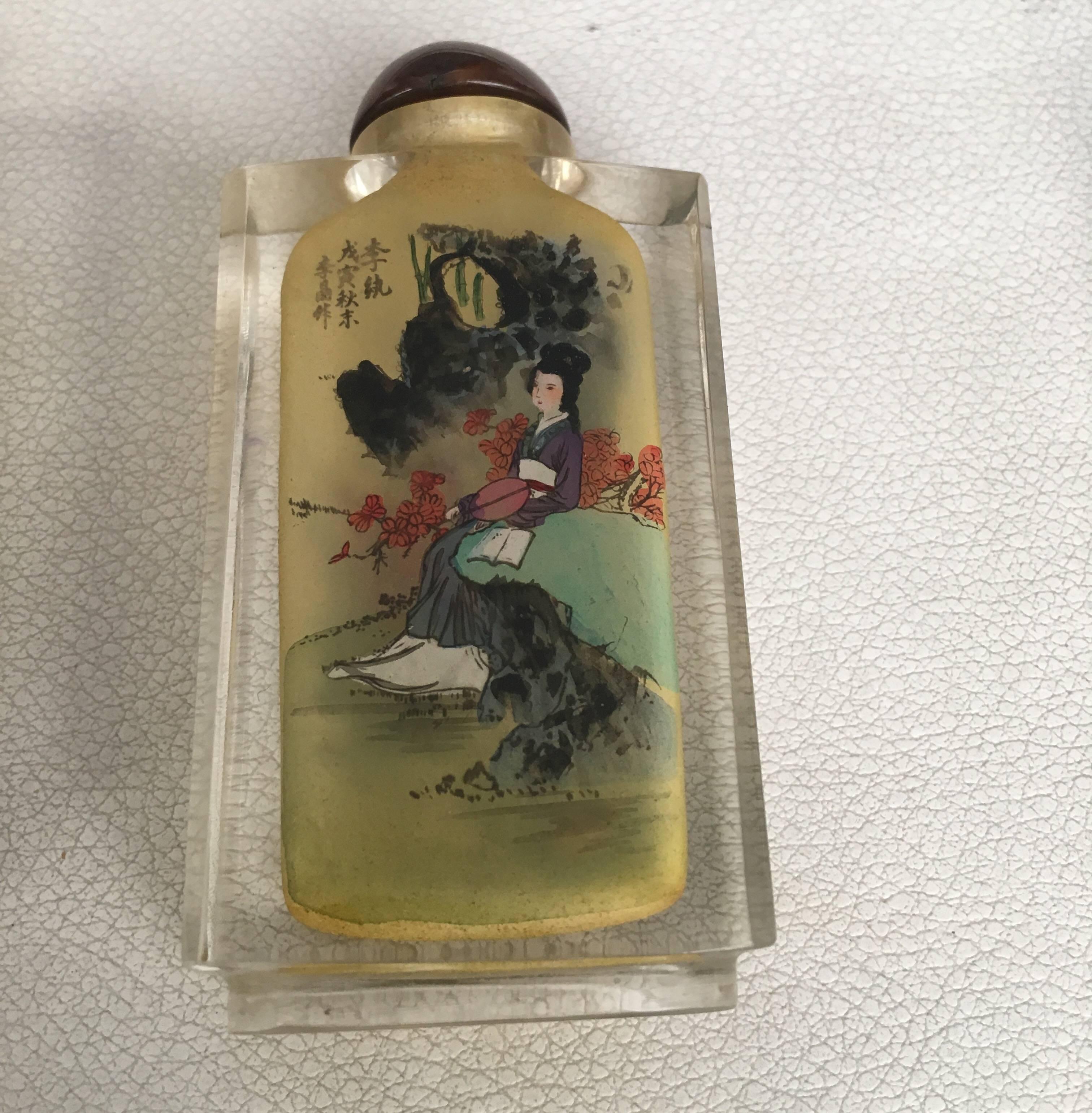 20th Century Chinese Hand-Painted on Crystal Snuff Bottles 3
