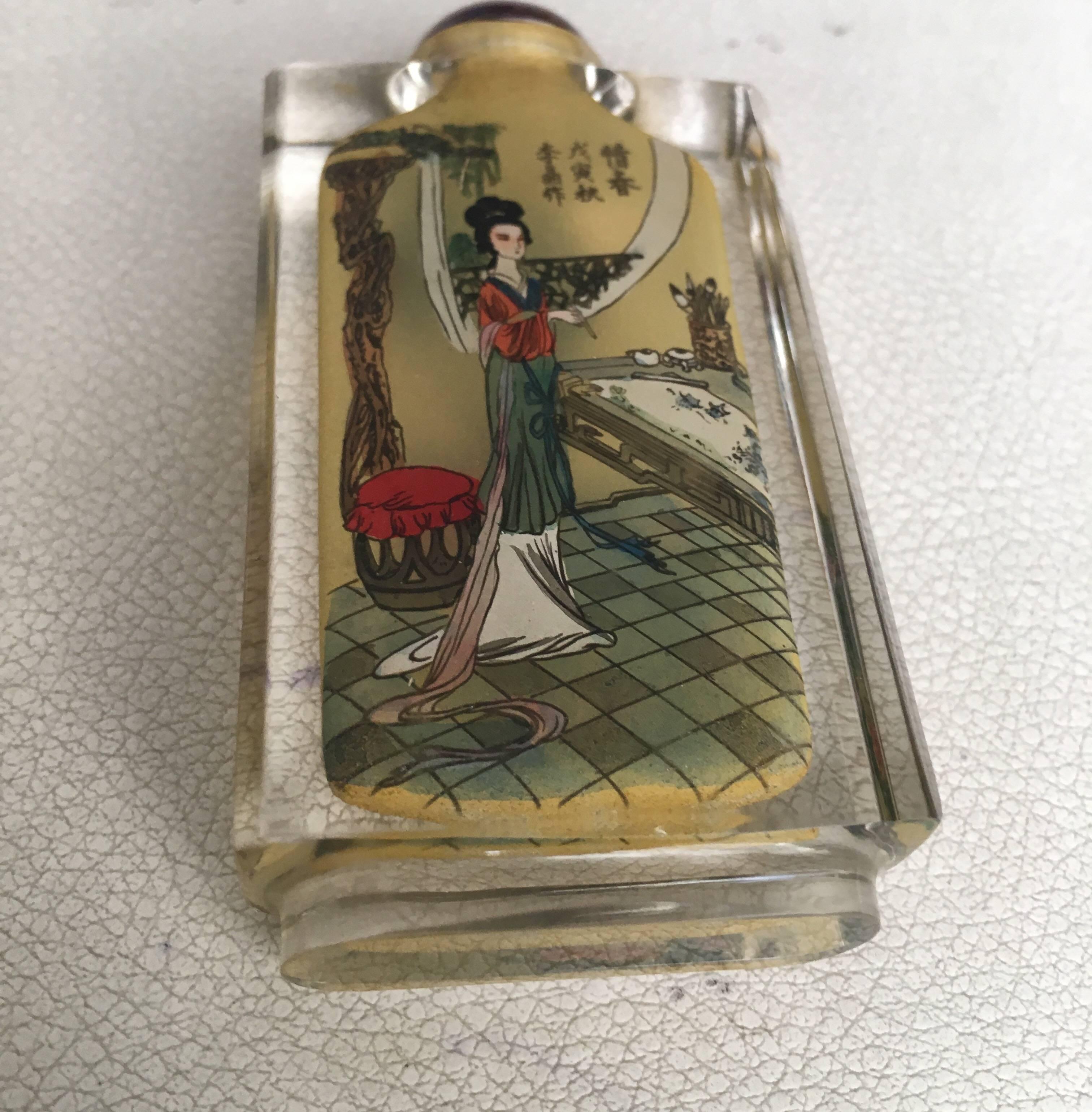 20th Century Chinese Hand-Painted on Crystal Snuff Bottles 4