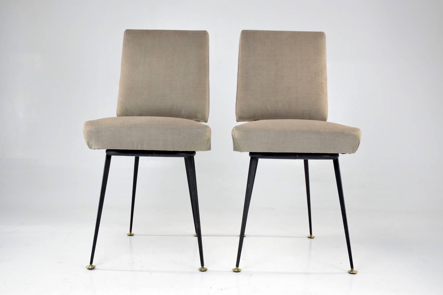 Lacquered  Pair of French Mid-Century Chairs 
