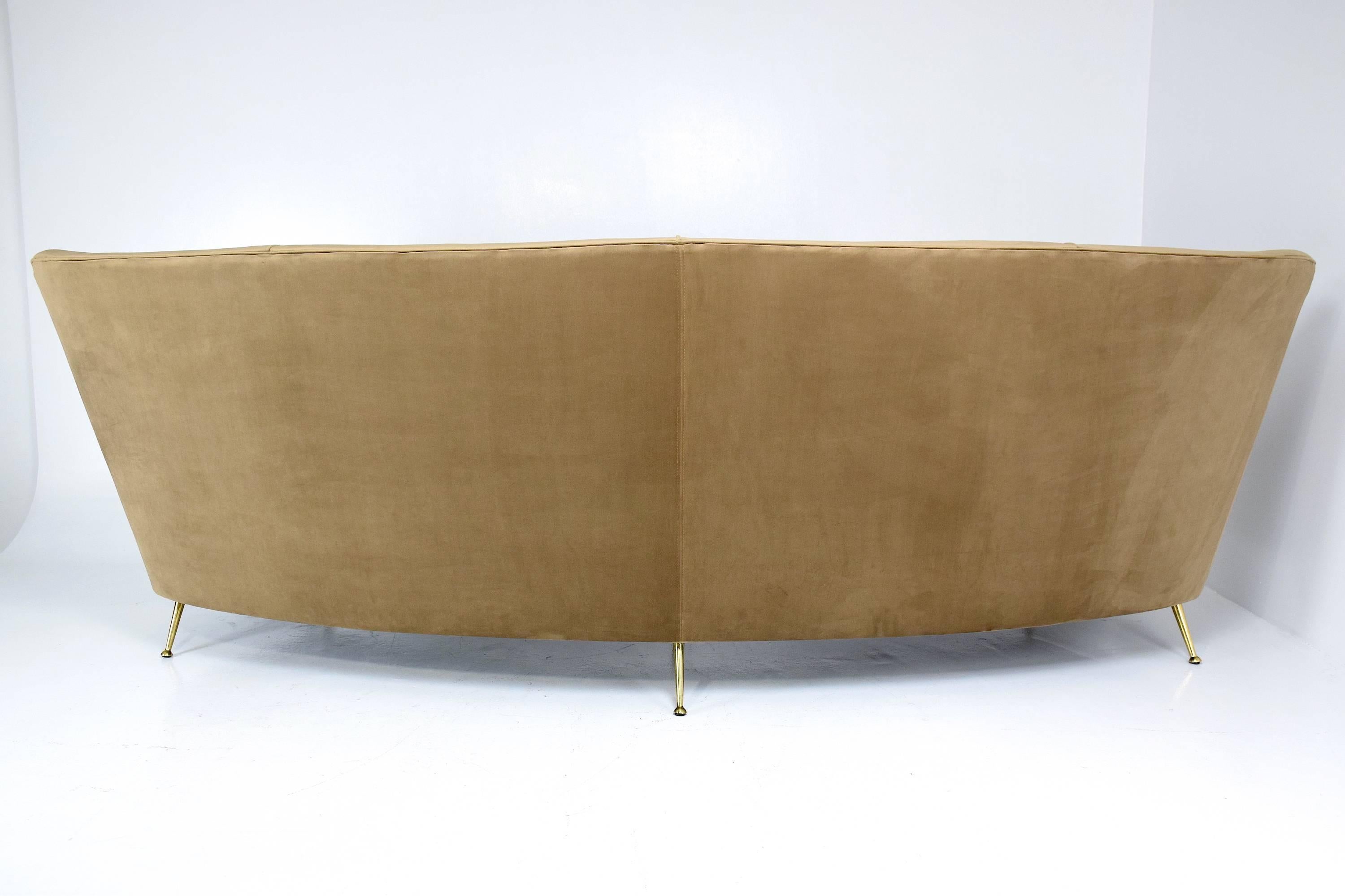 Italian Midcentury Circular Velvet Sofa, 1950's  5