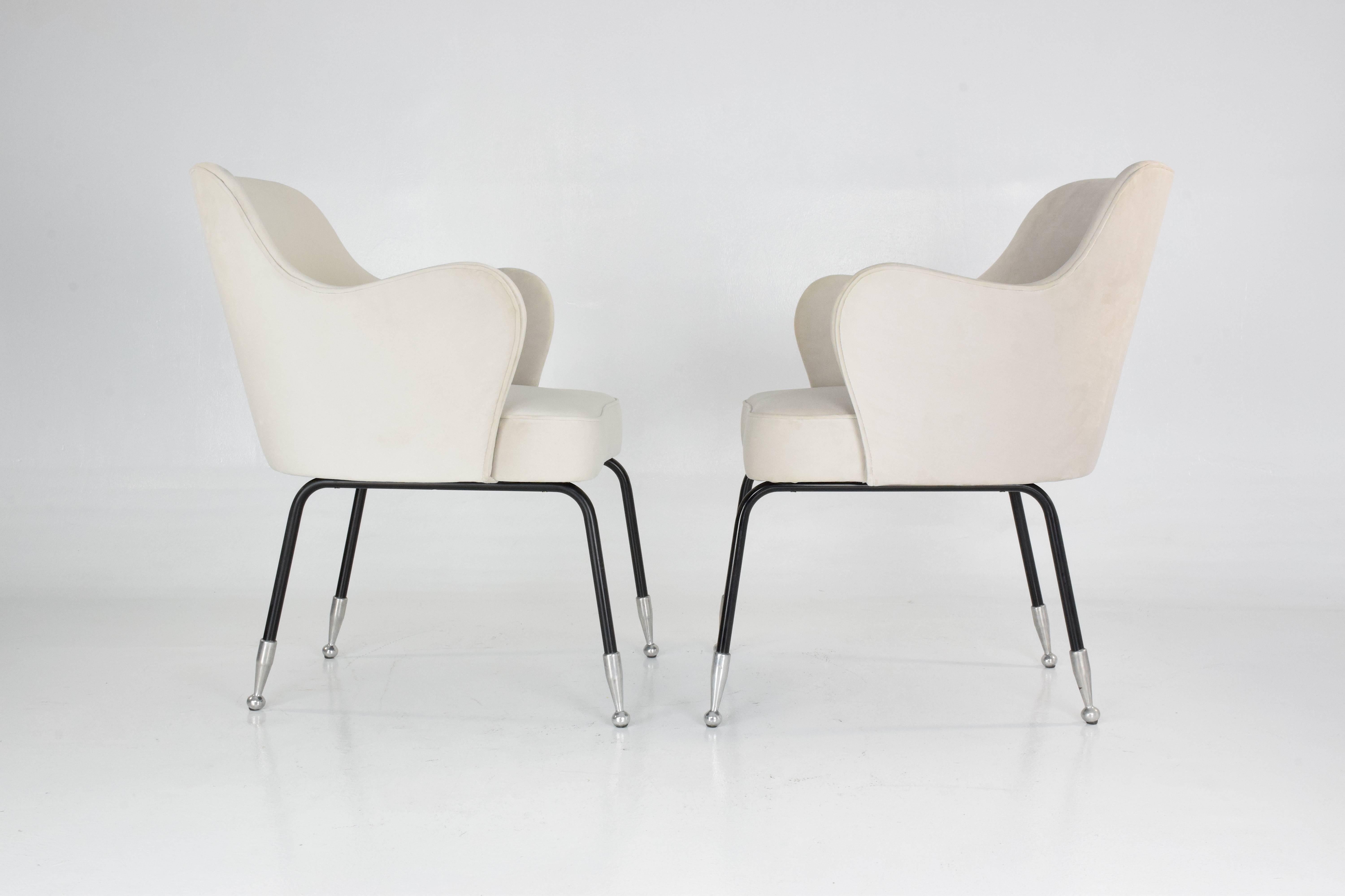 Lacquered Italian Vintage Mid-Century Armchairs, Set of Two, 1950's  For Sale