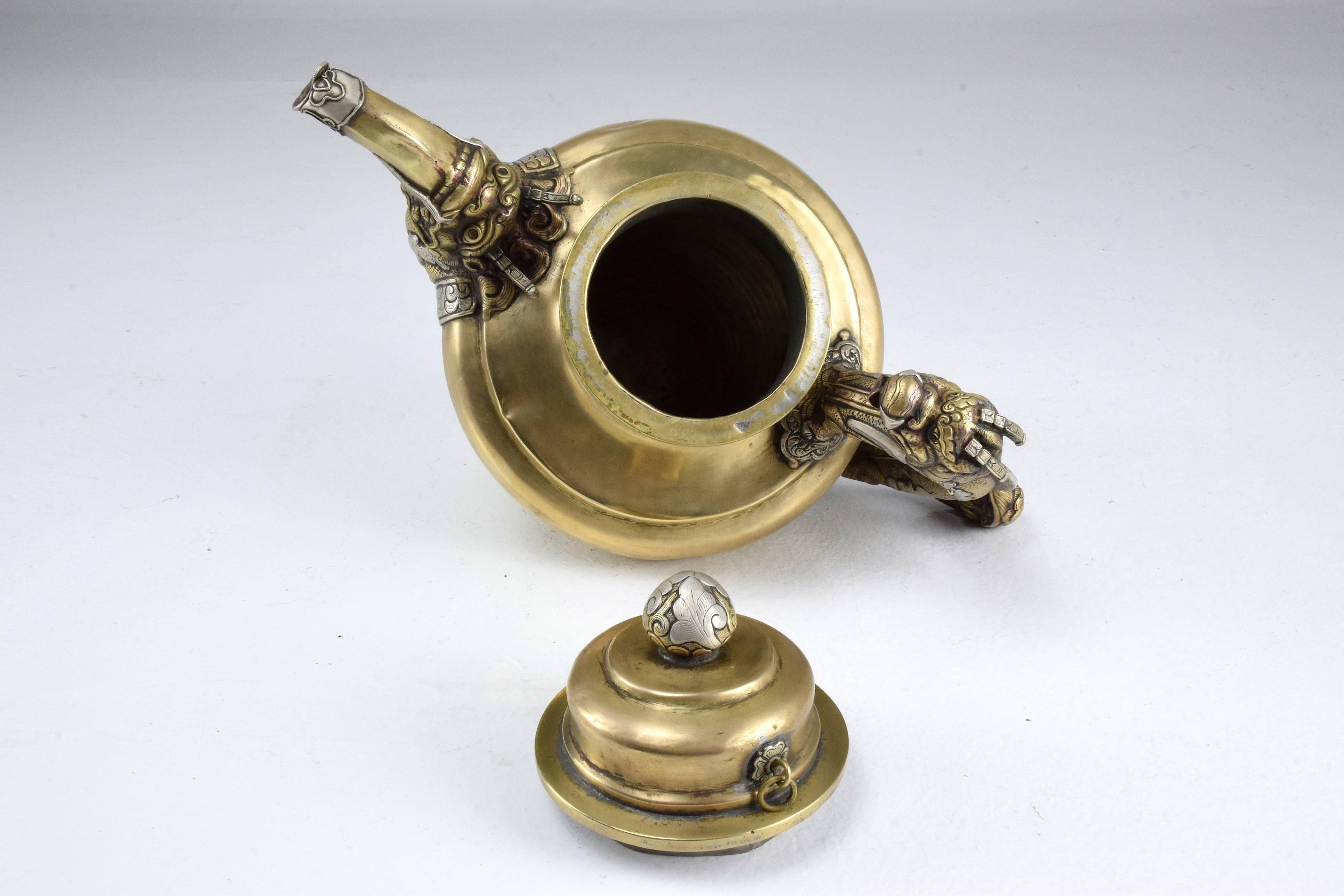 Silver Antique Tibetan Dragon Teapot