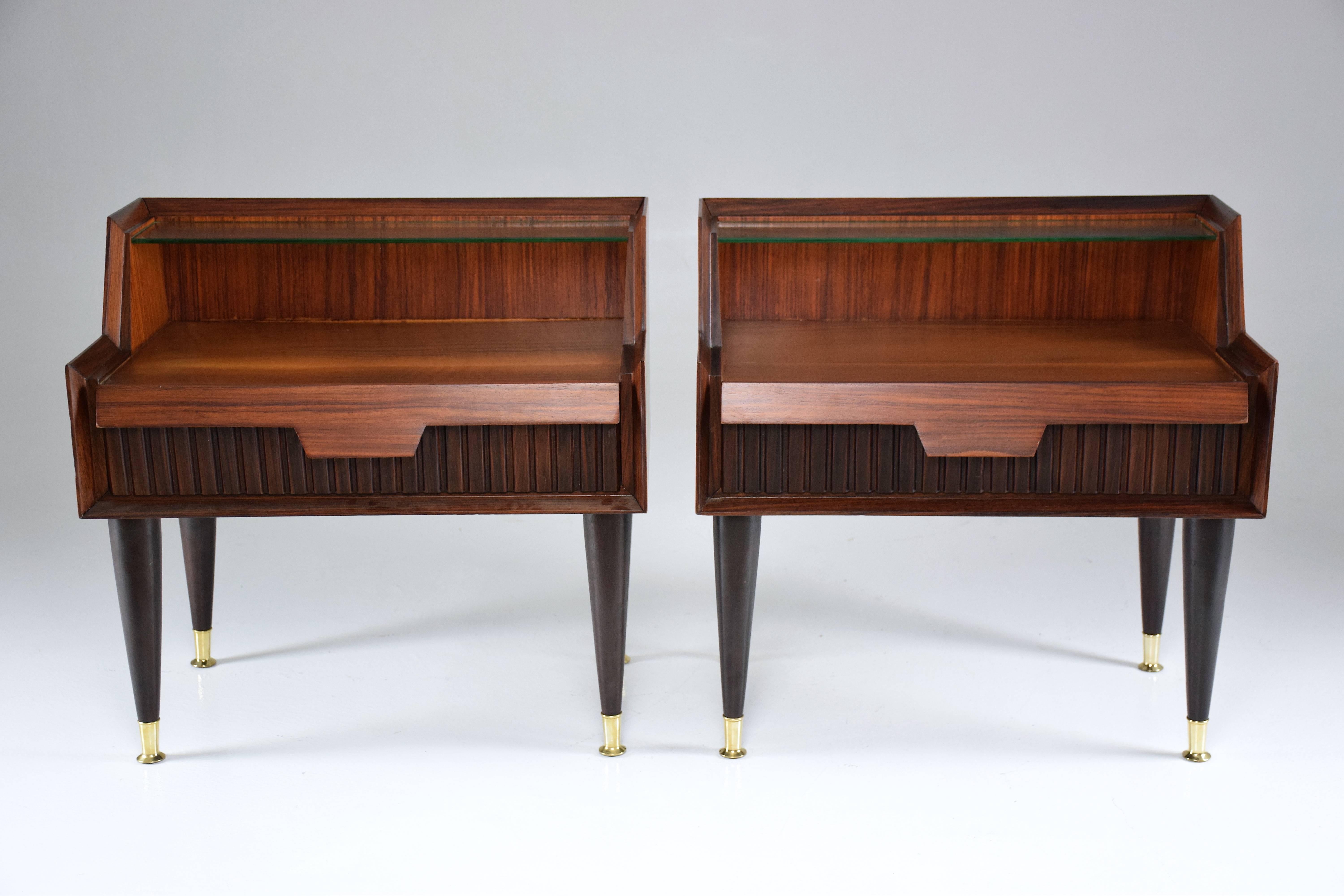 Polished Italian Midcentury Nightstands, 1950-1960