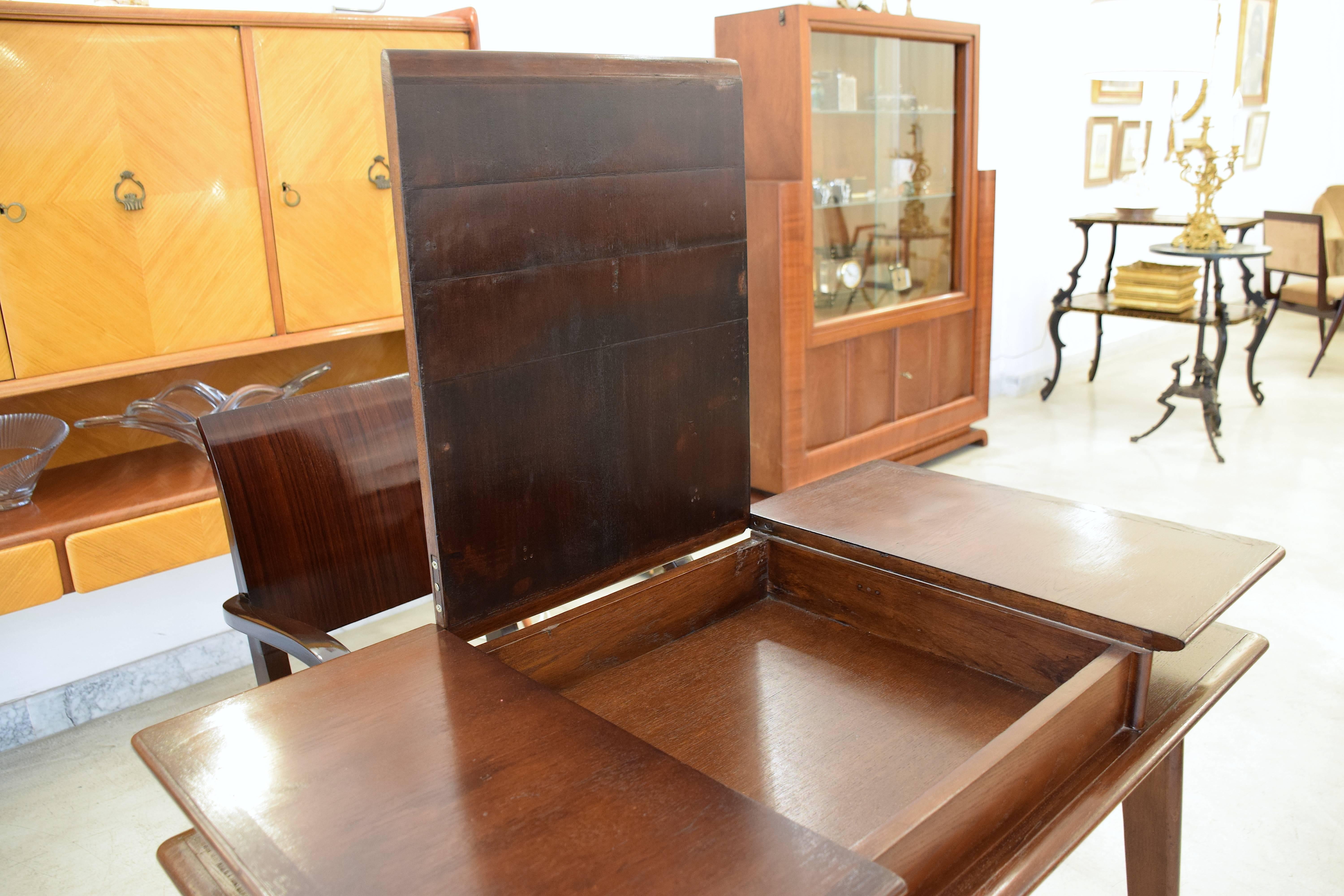 Oak French Midcentury Flip Top Desk, 1950-1960