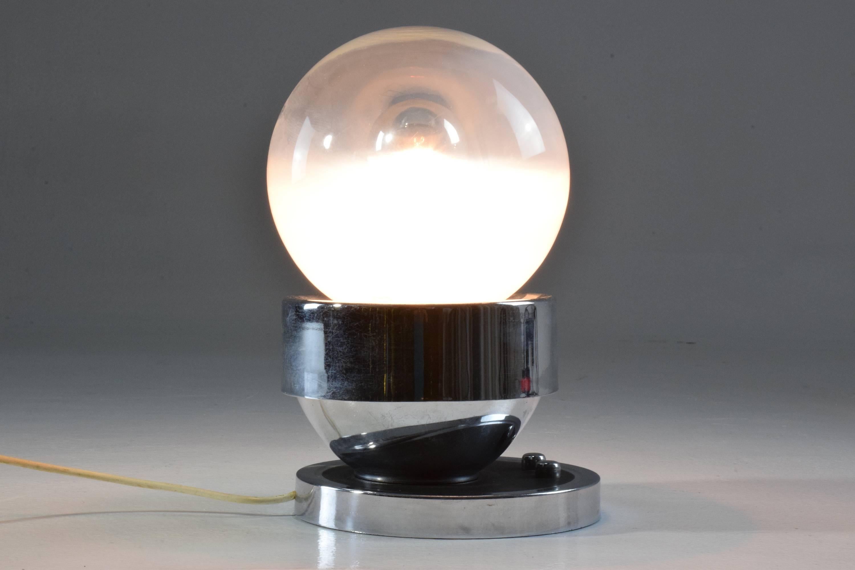 French Vintage Chrome Globe Double Light Lamp, 1960-1970 3