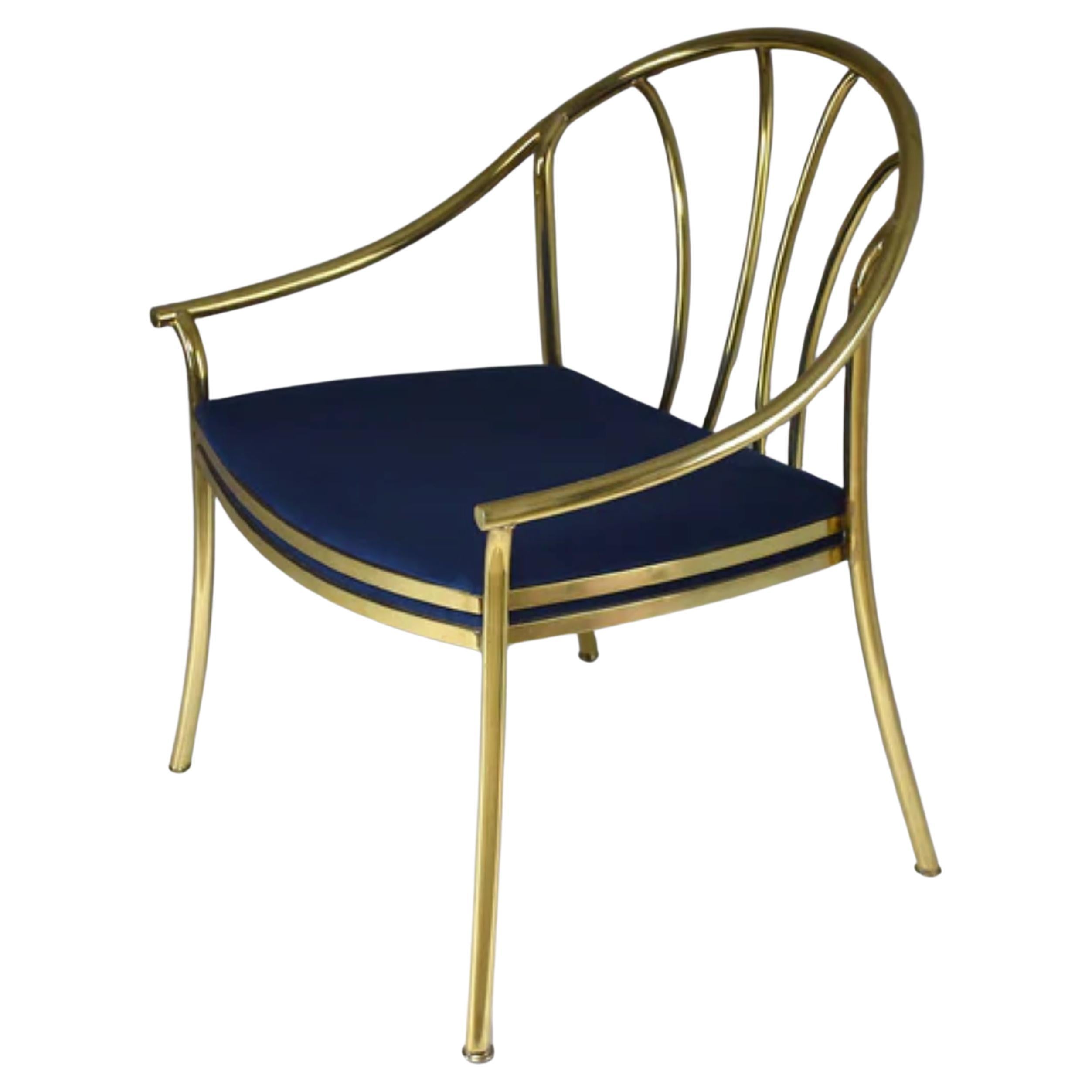 Fauteuil italien vintage du 20ème siècle en laiton, 1970-1980