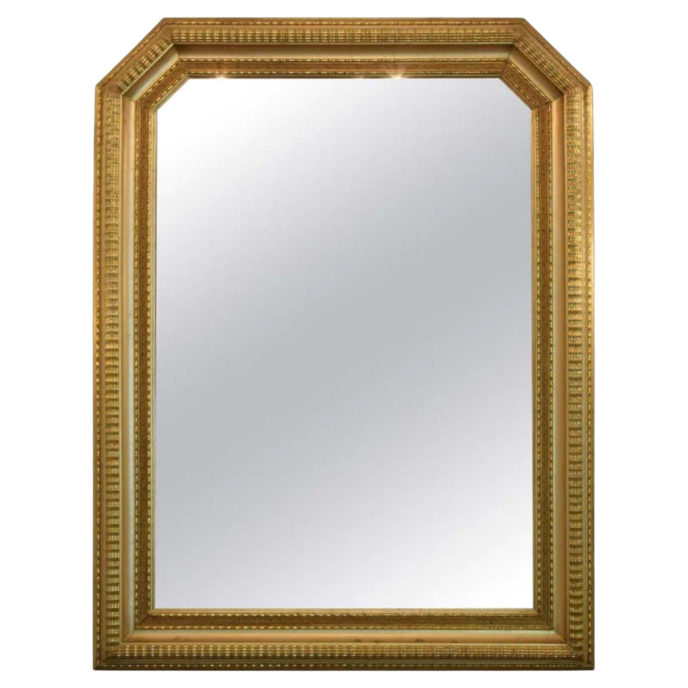 Specchio ottagonale italiano in legno dorato in stile Art Déco, anni '40